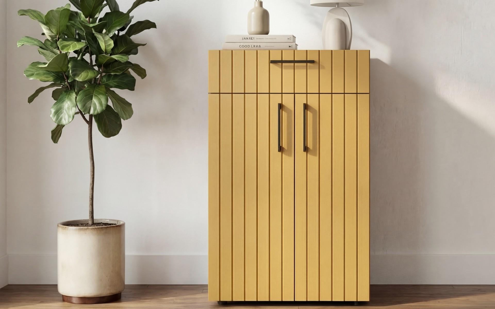 Dresser Senso, dark Scandinavian oak + yellow satin  3