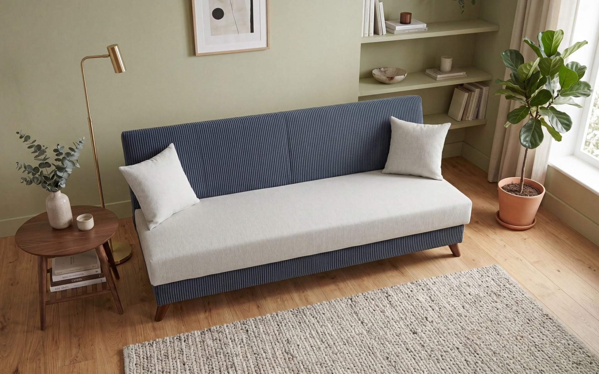 Extendable click-clack sofa Lendo, light grey + dark grey  3