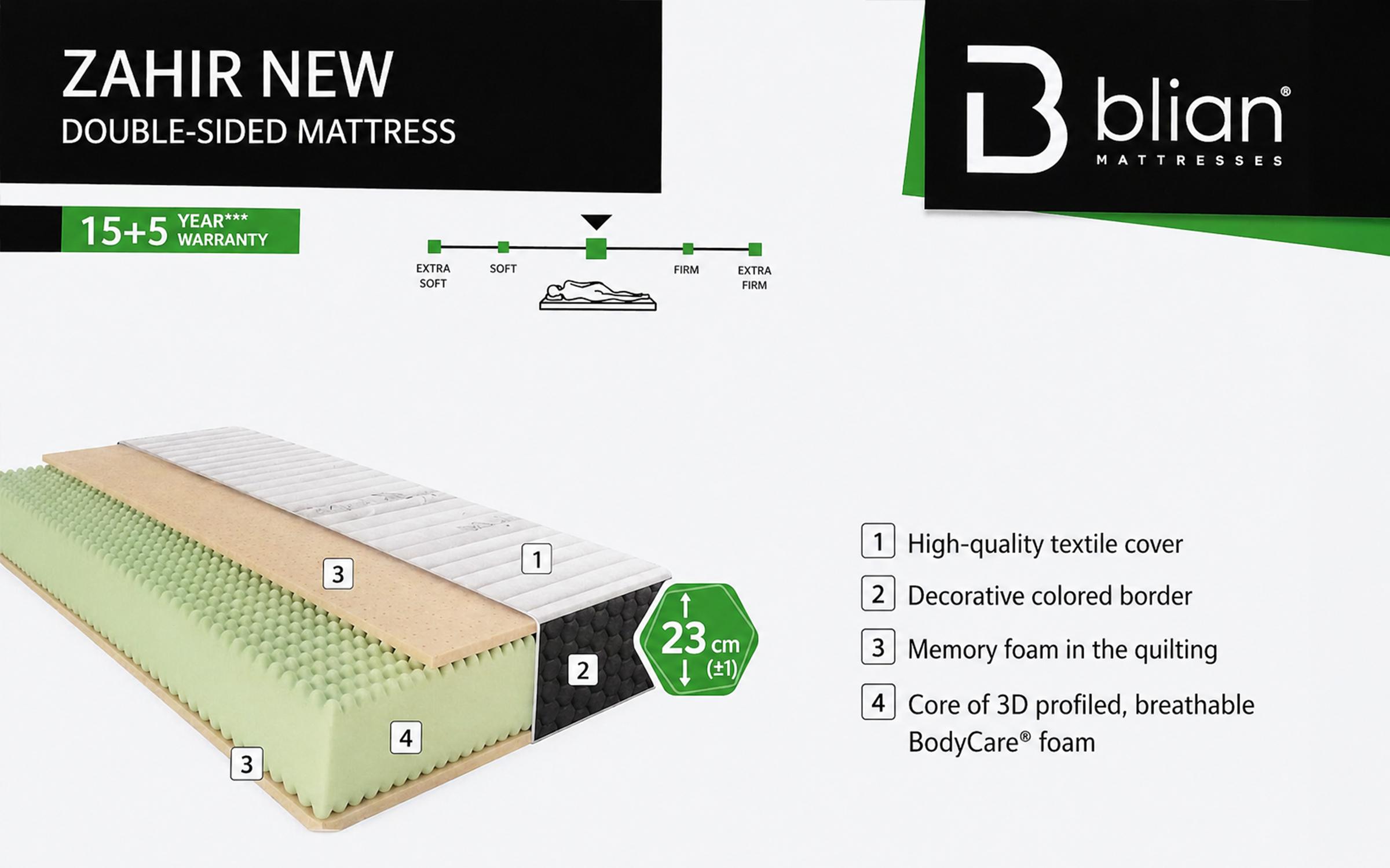 Two-sided mattress 140/200 Zahir New,   3