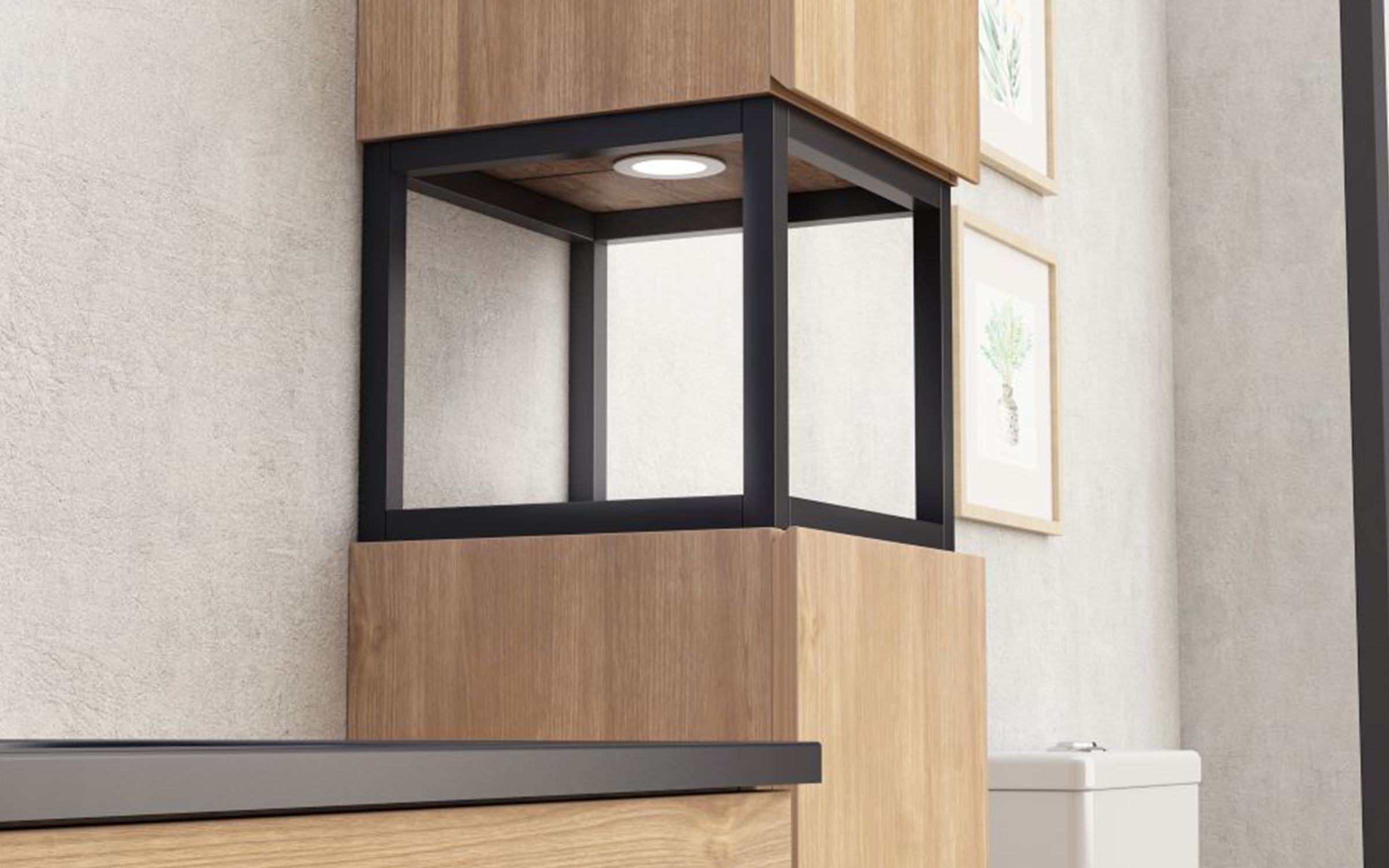 PVC bathroom column ICP3030125-039 Simon, black matt + natural  2