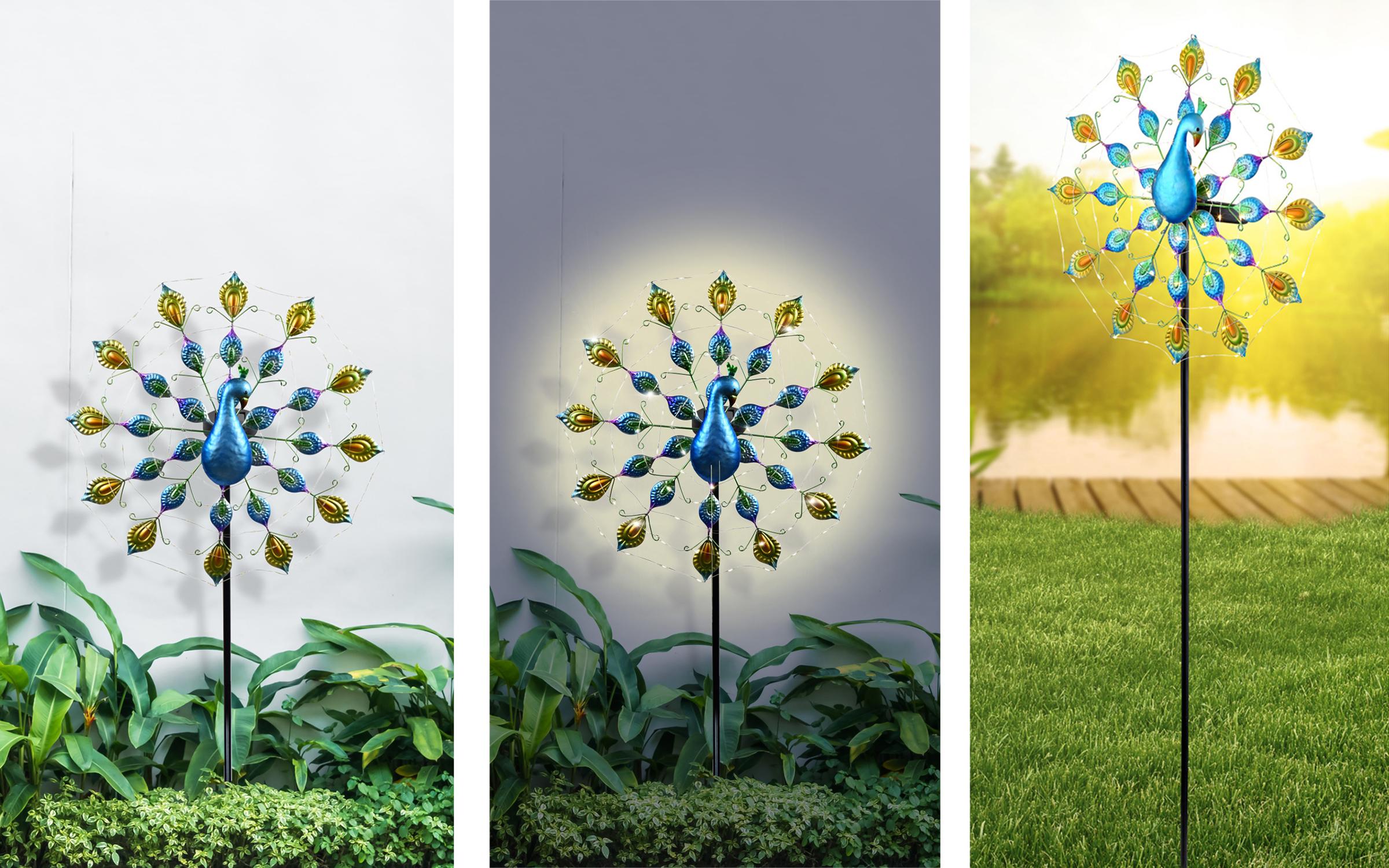 Solar garden lamp Peacock, multicolored  4