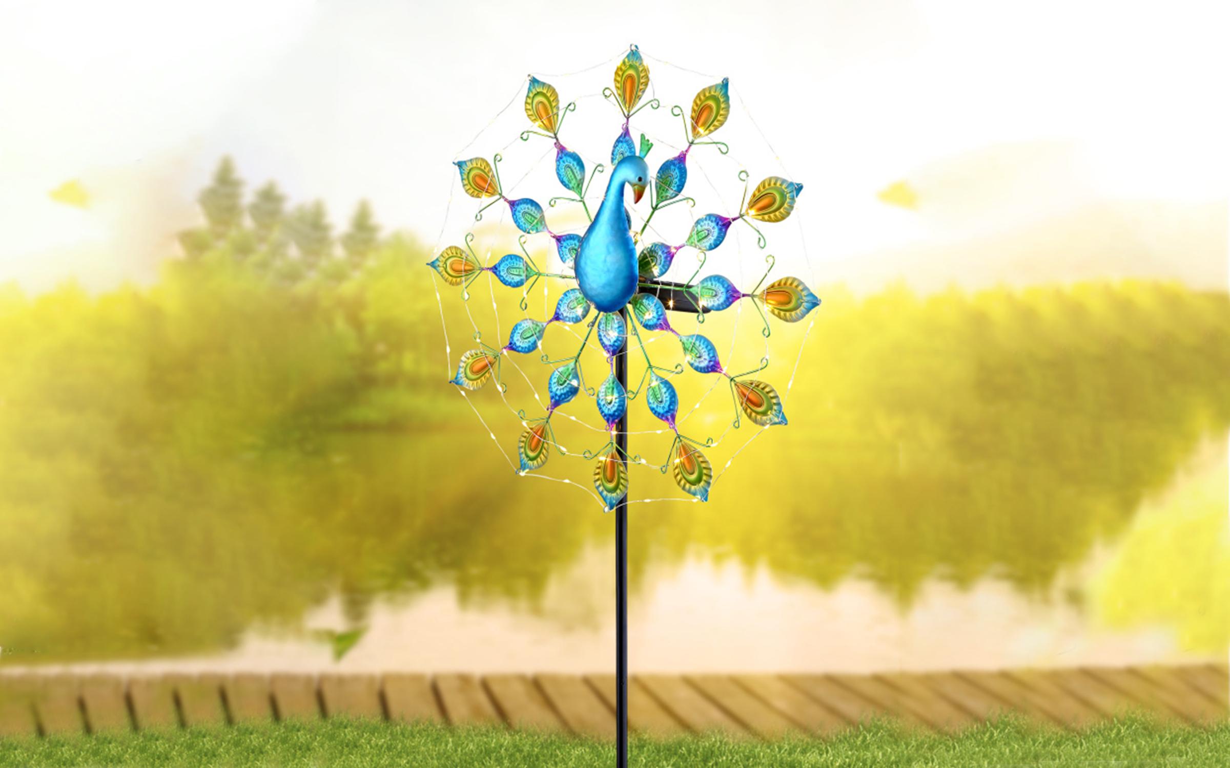 Solar garden lamp Peacock, multicolored  5