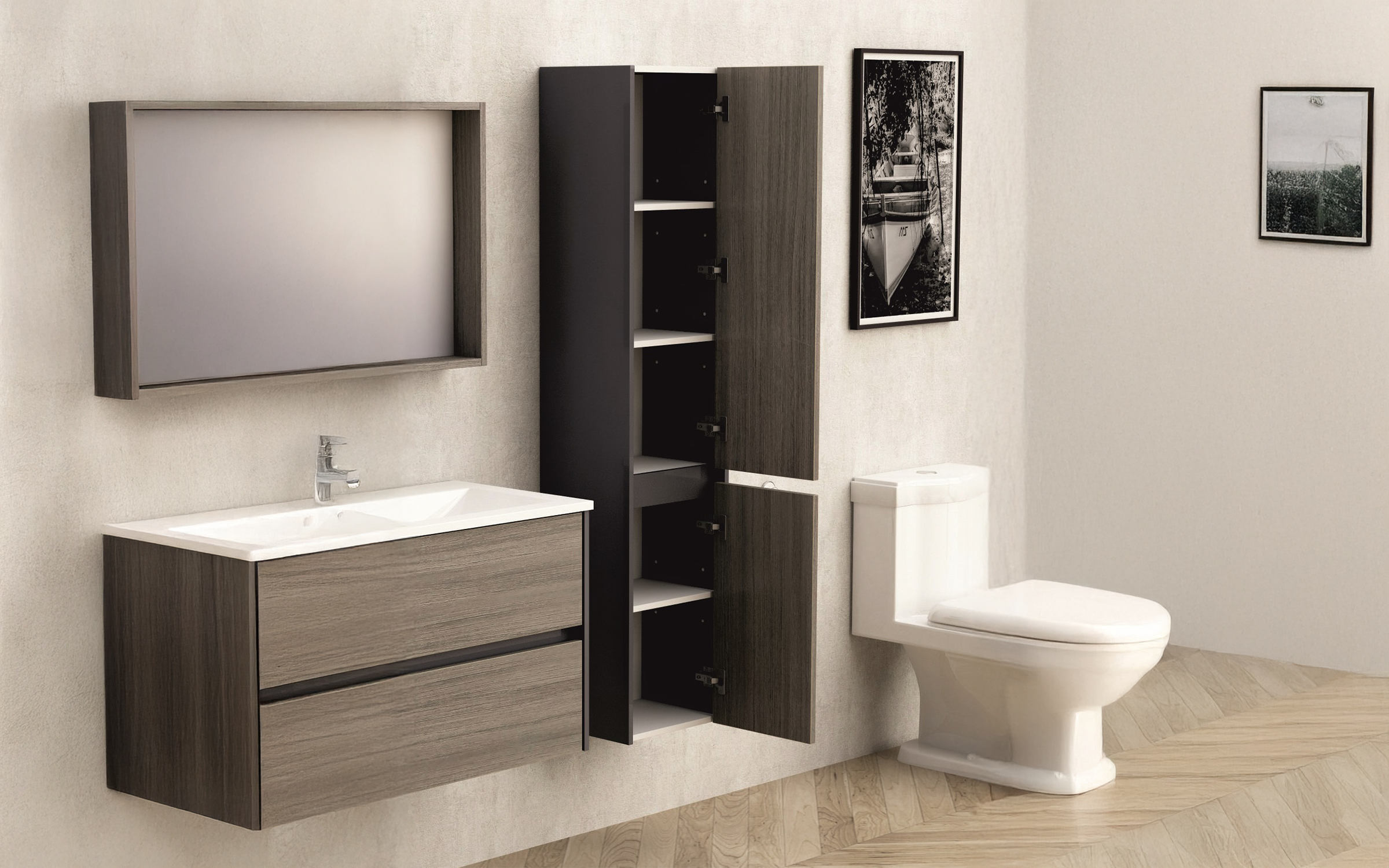 PVC bathroom column ICP3516, dark brown  2