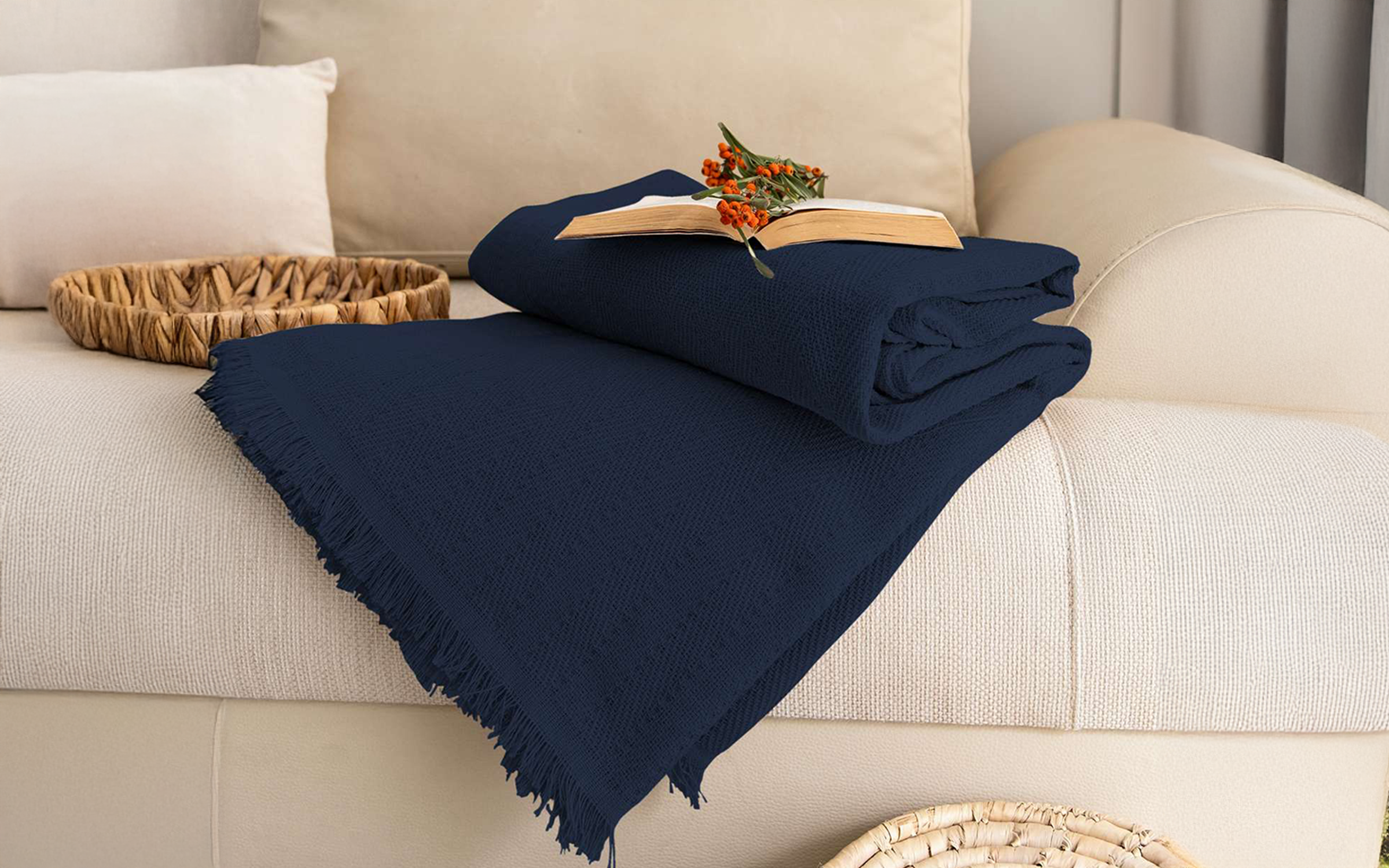 Sofa cover 180/300 cm Rio, dark blue  3