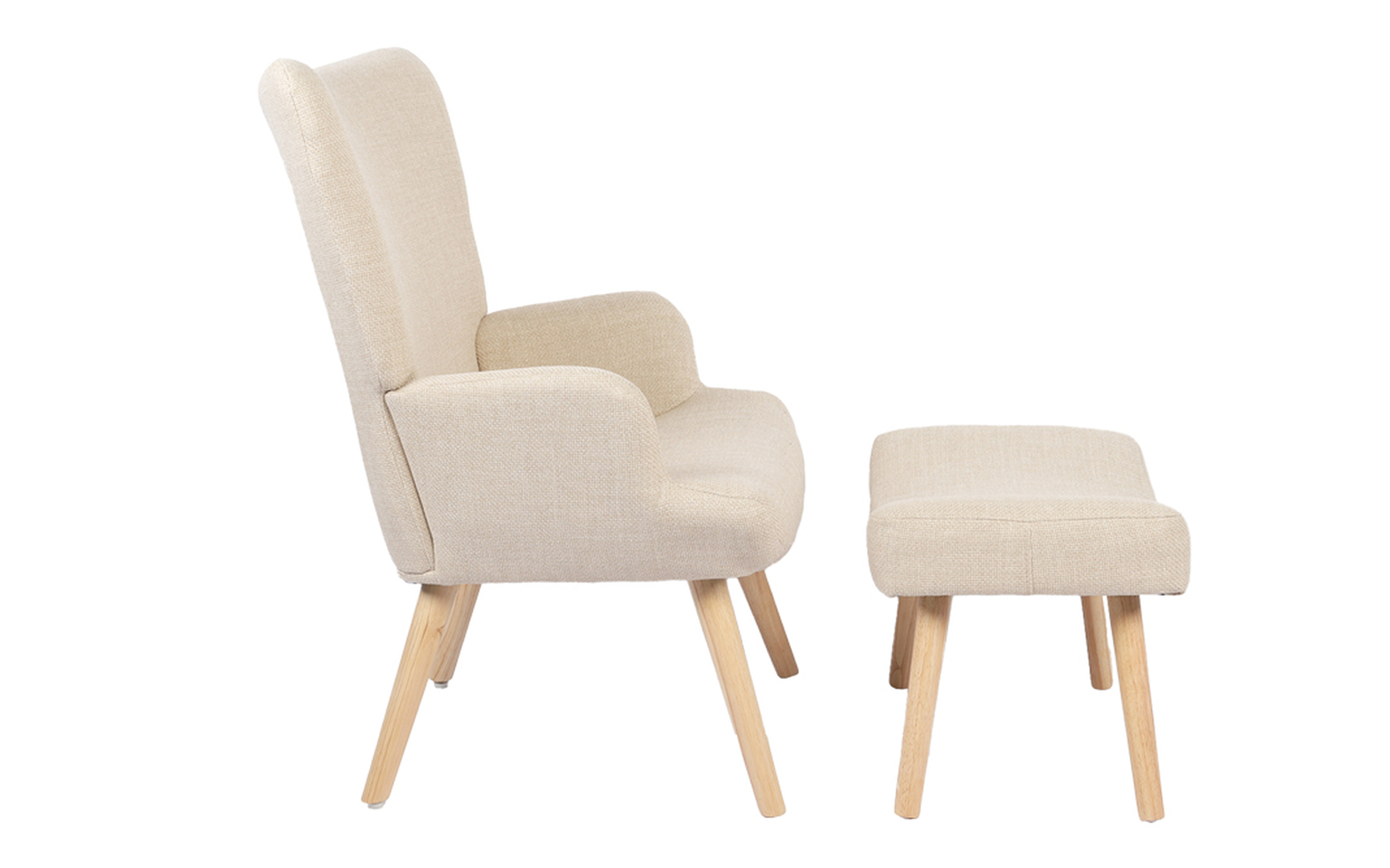 Armchair + ottoman Gerlina, cream + natural  4