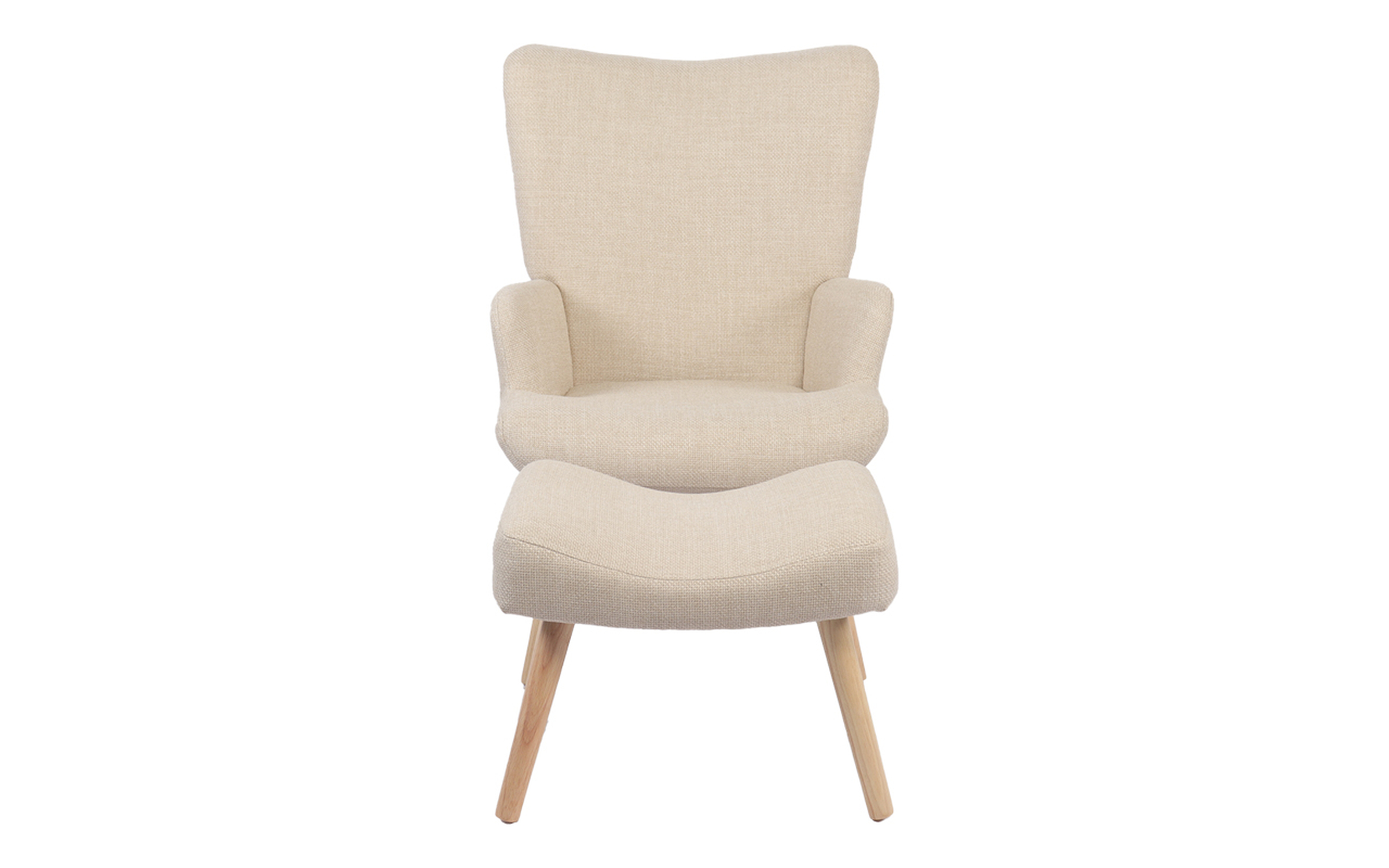 Armchair + ottoman Gerlina, cream + natural  3