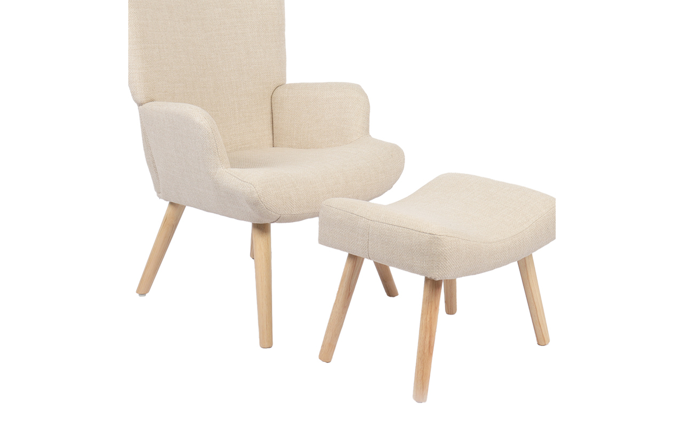 Armchair + ottoman Gerlina, cream + natural  7