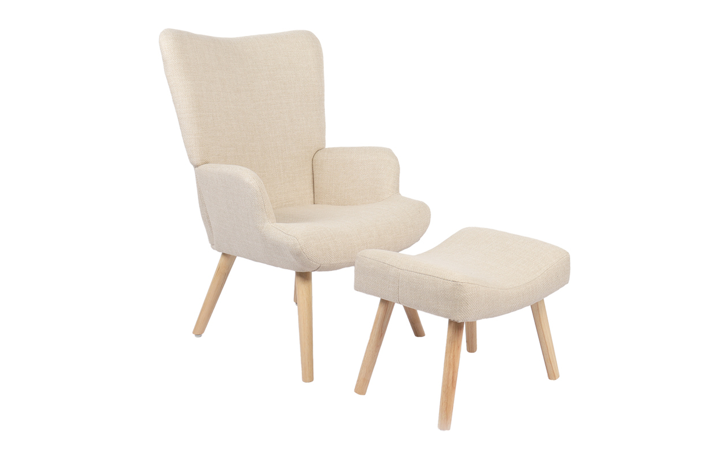 Armchair + ottoman Gerlina, cream + natural  1