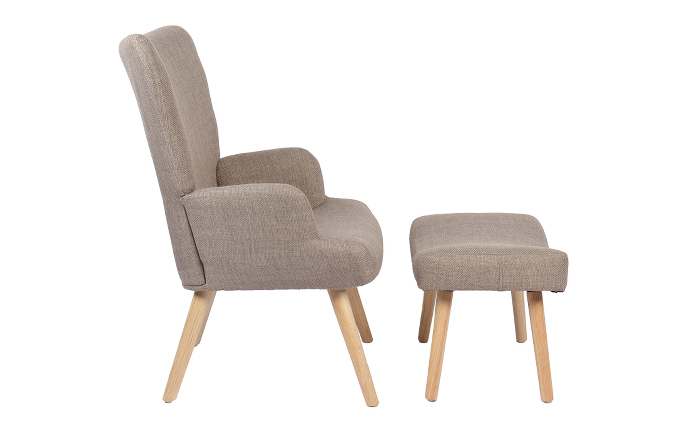Armchair + ottoman Gerlina, beige-grey + natural  4
