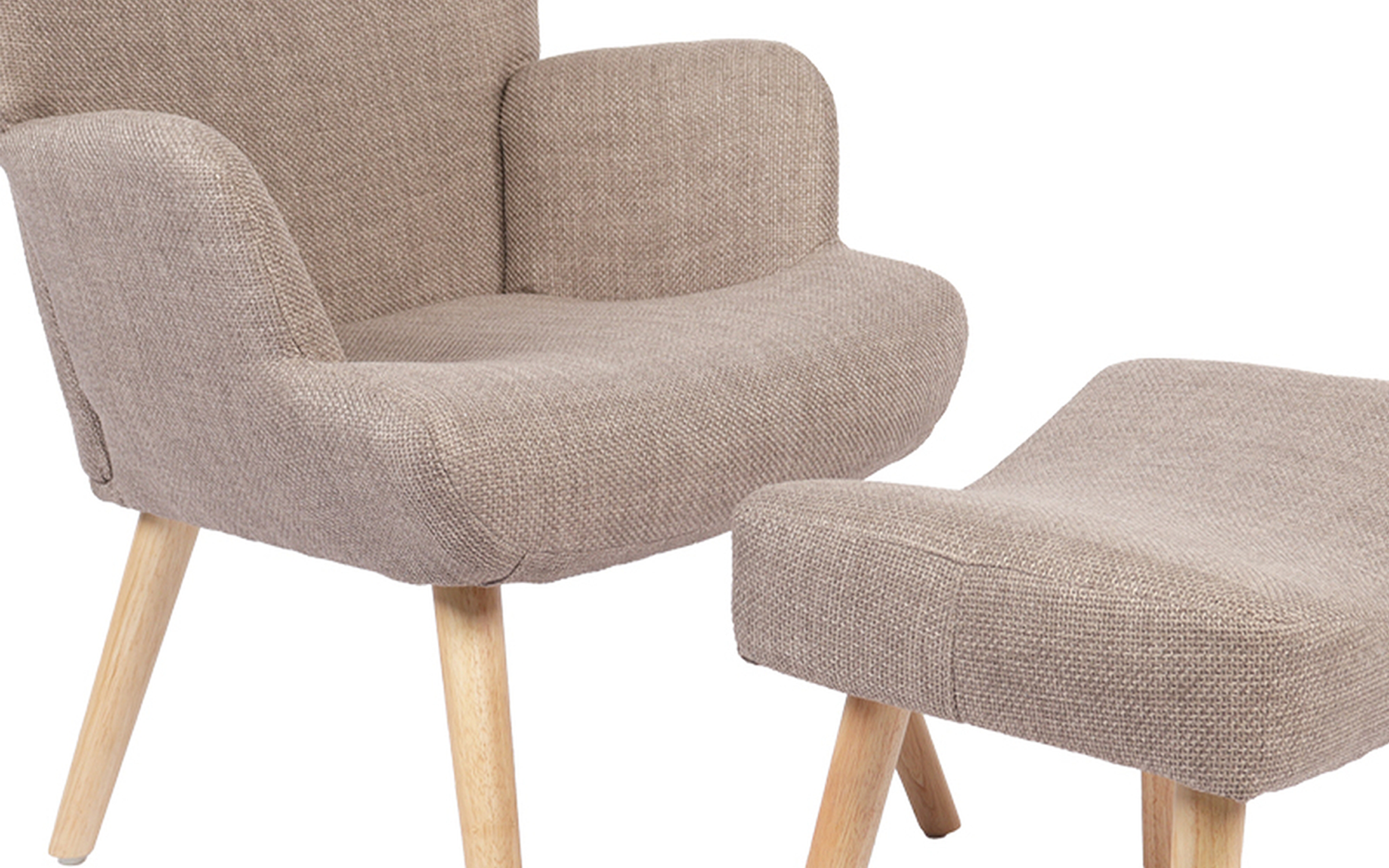Armchair + ottoman Gerlina, beige-grey + natural  7