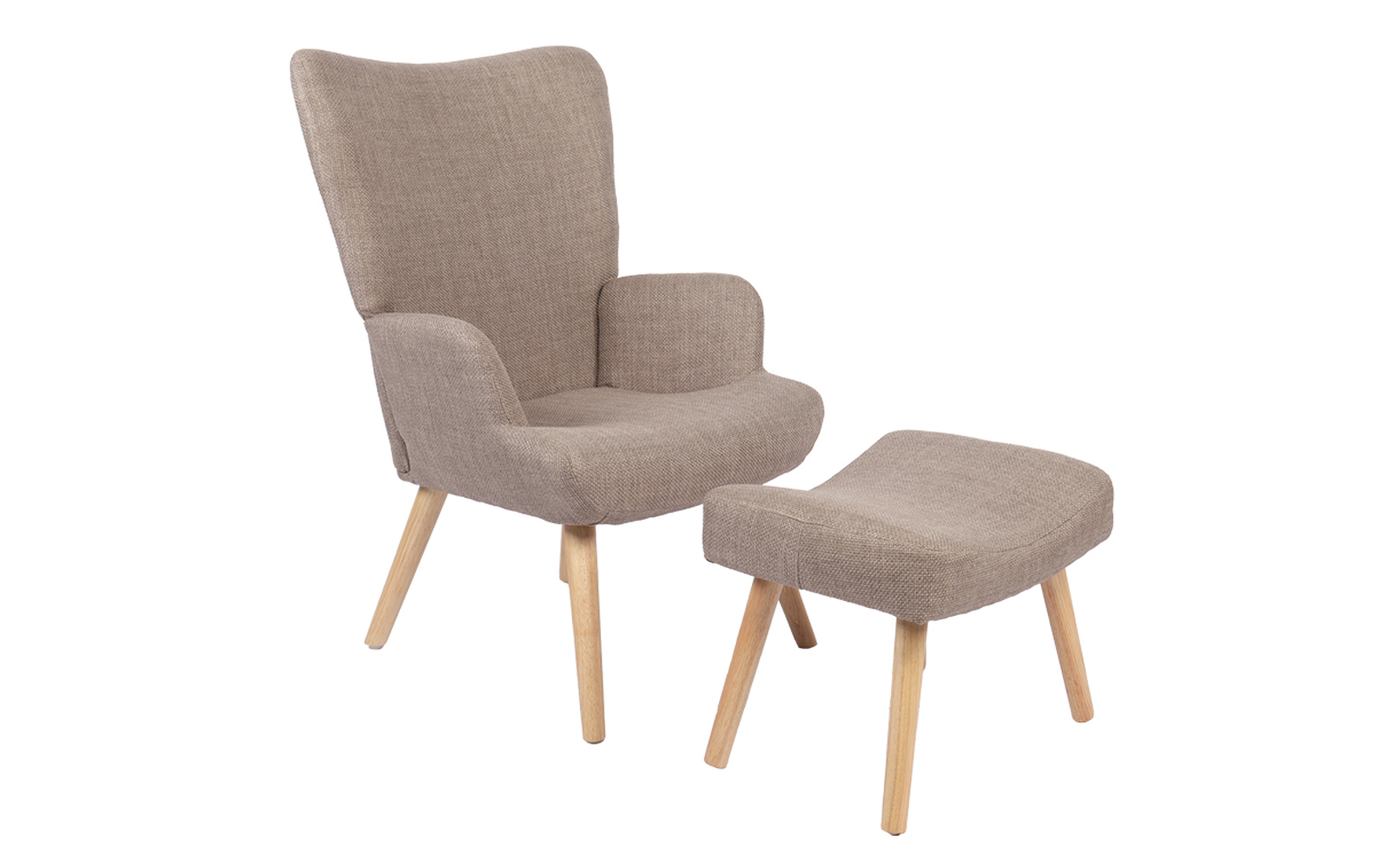 Armchair + ottoman Gerlina, beige-grey + natural  1