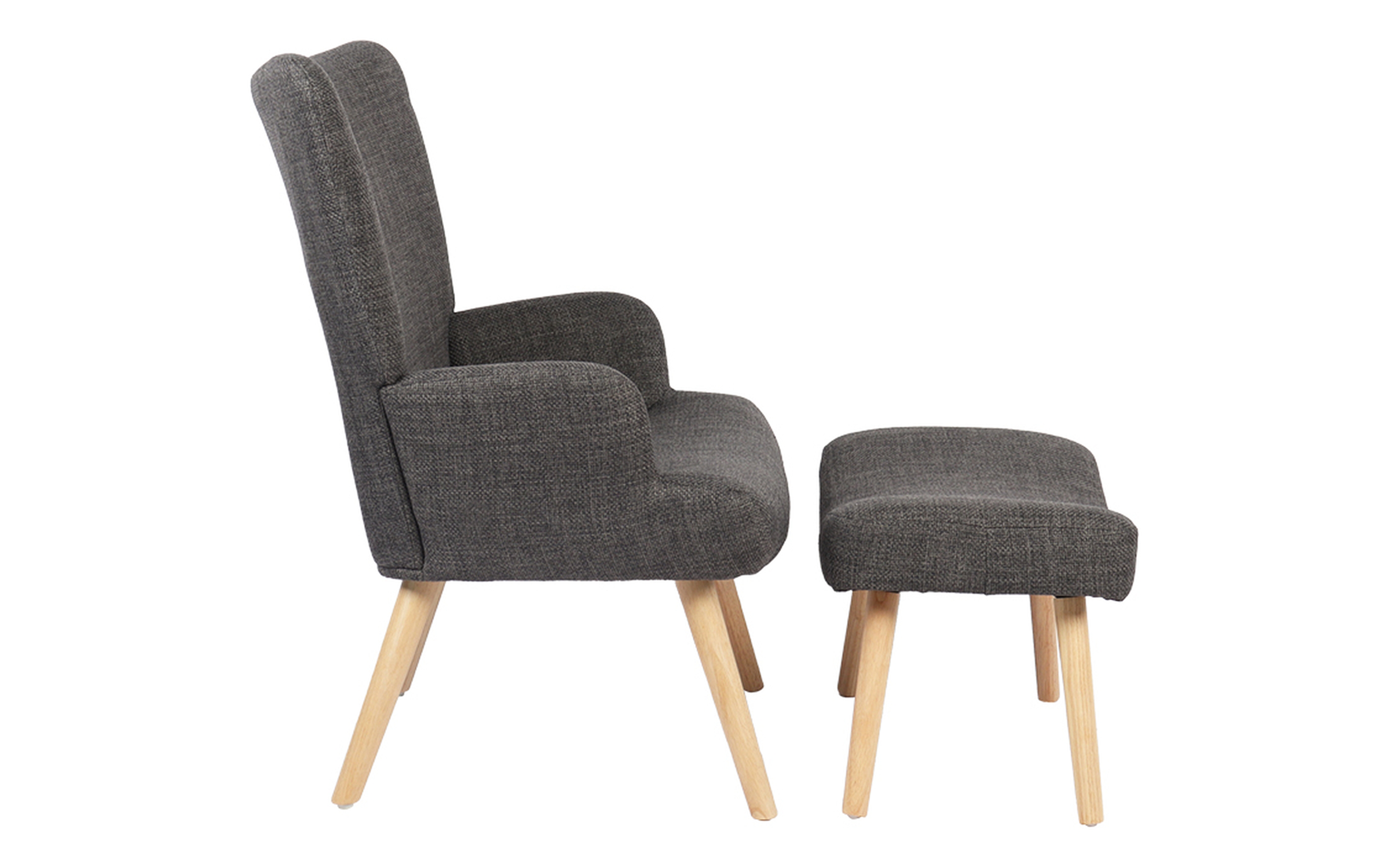 Armchair + ottoman Gerlina, dark grey + natural  4