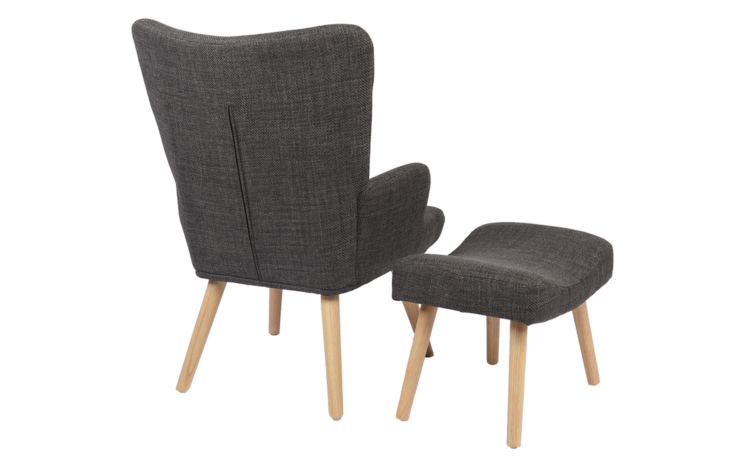 Armchair + ottoman Gerlina, dark grey + natural  5