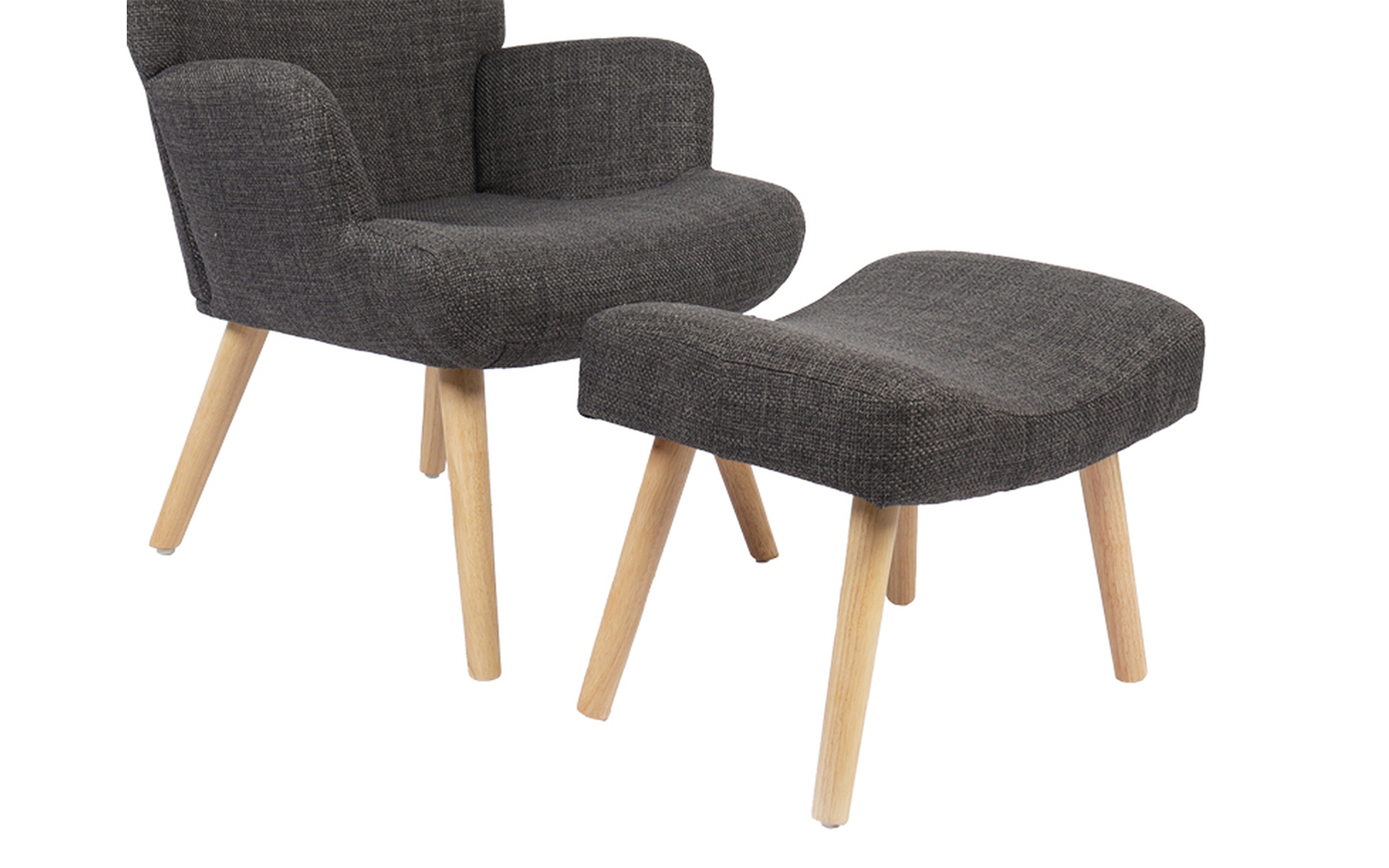 Armchair + ottoman Gerlina, dark grey + natural  7