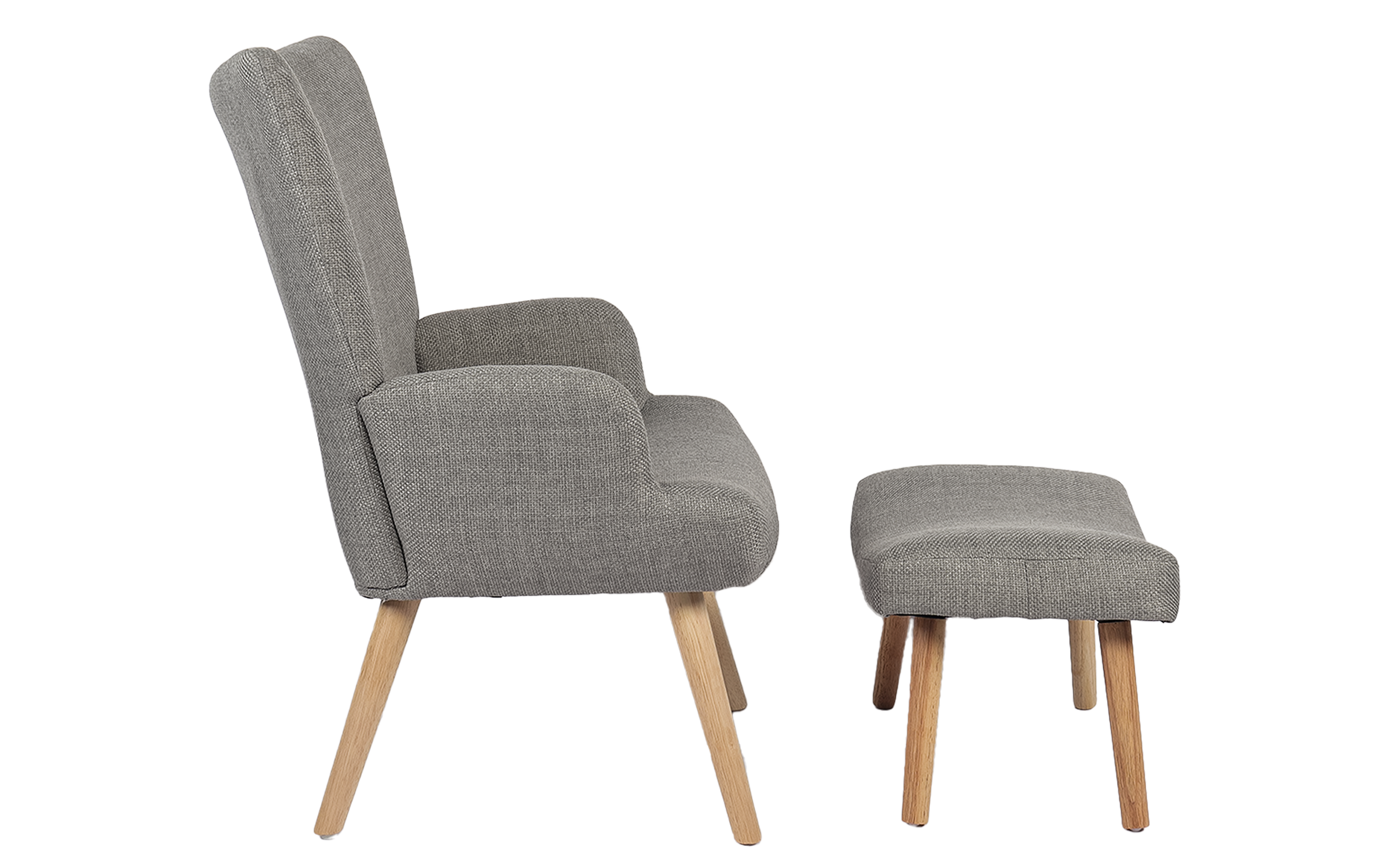 Armchair + ottoman Gerlina, light grey + natural  5