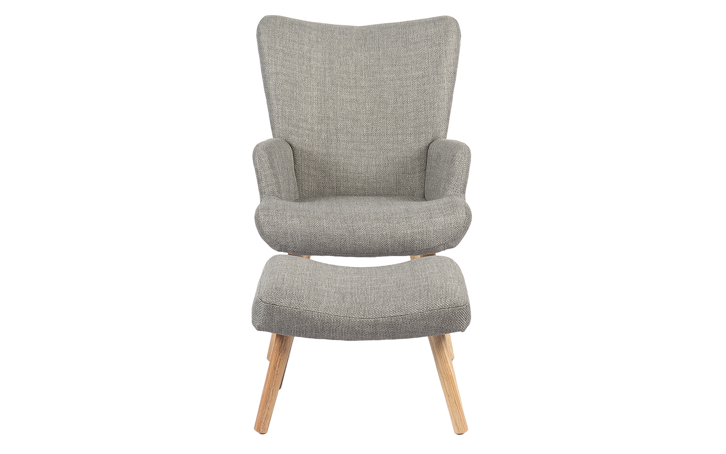 Armchair + ottoman Gerlina, light grey + natural  4