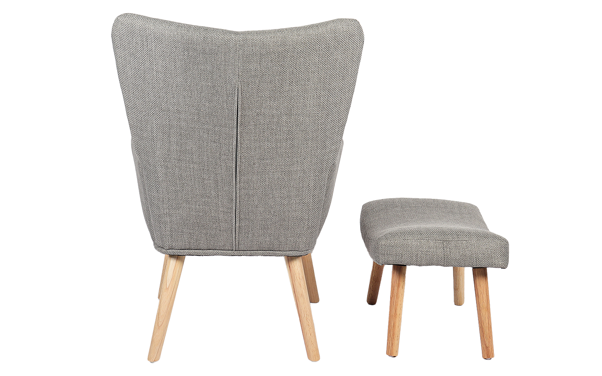 Armchair + ottoman Gerlina, light grey + natural  6