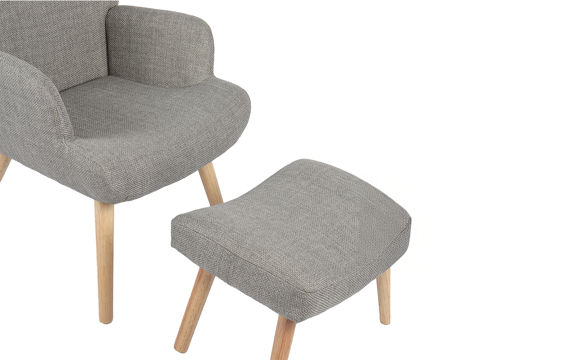 Armchair + ottoman Gerlina, light grey + natural  8