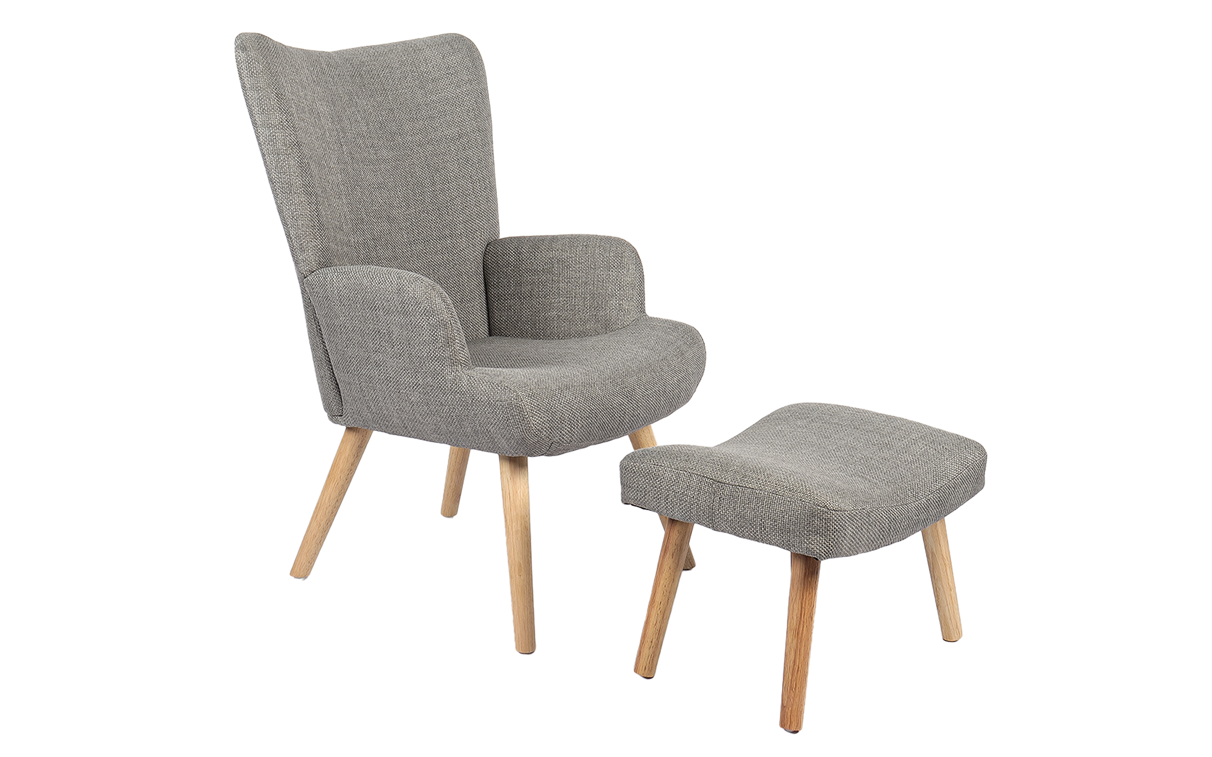 Armchair + ottoman Gerlina, light grey + natural  3