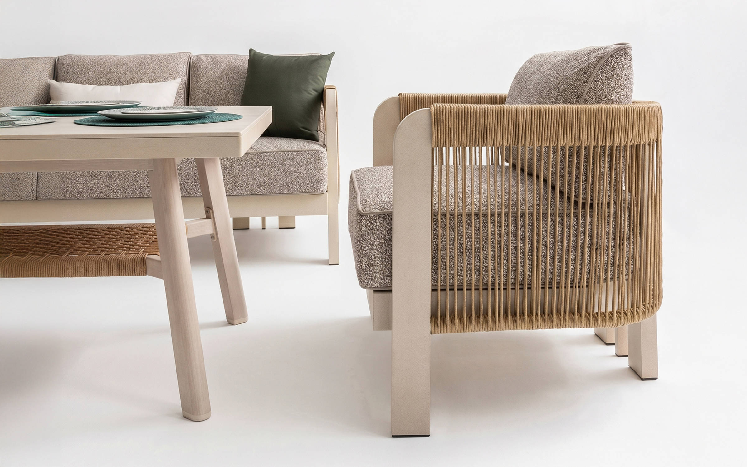 Set of table + chairs + sofa Atis, cream  2