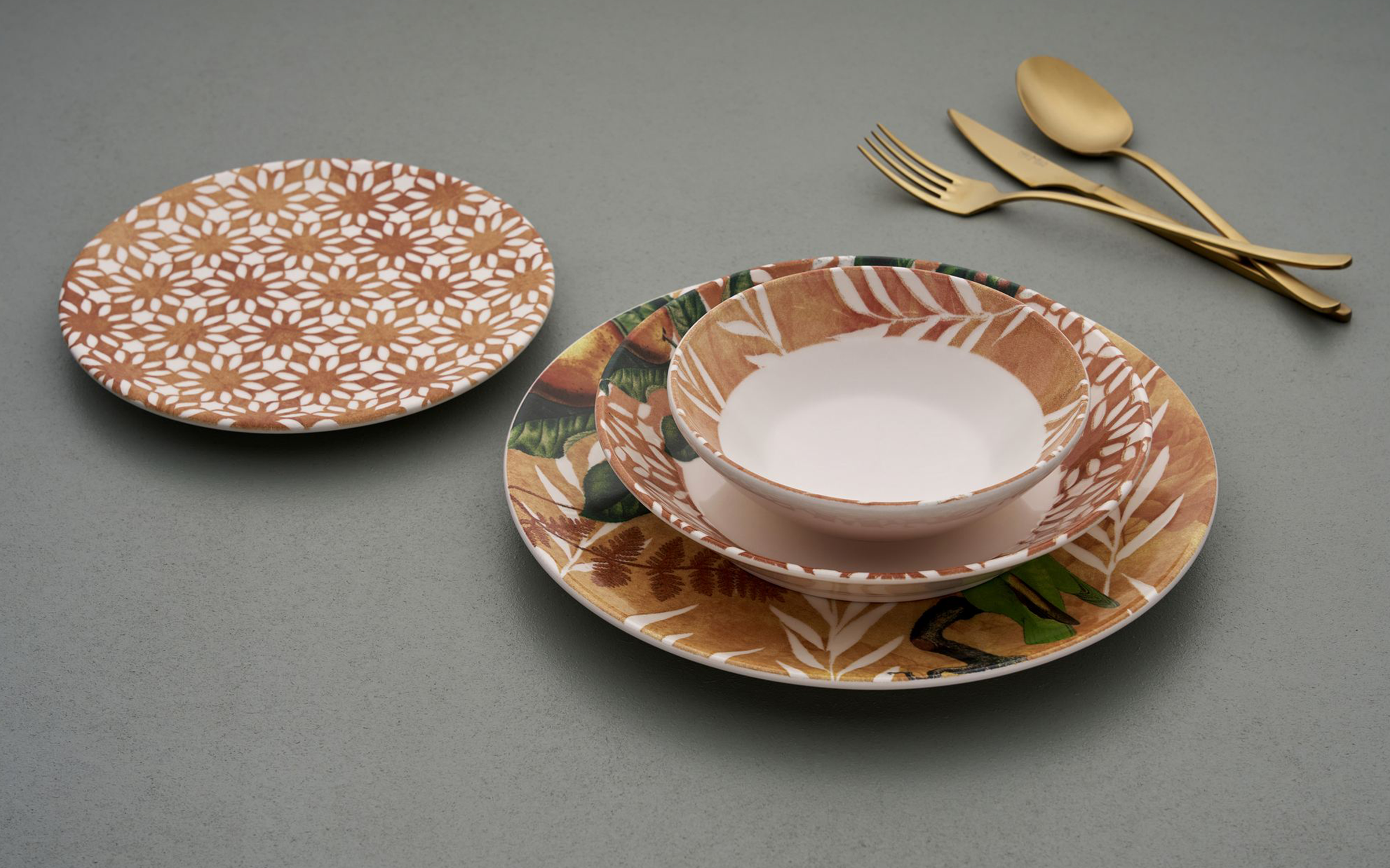 Dinner set 24 parts Birdy - Orange, multicolored  2