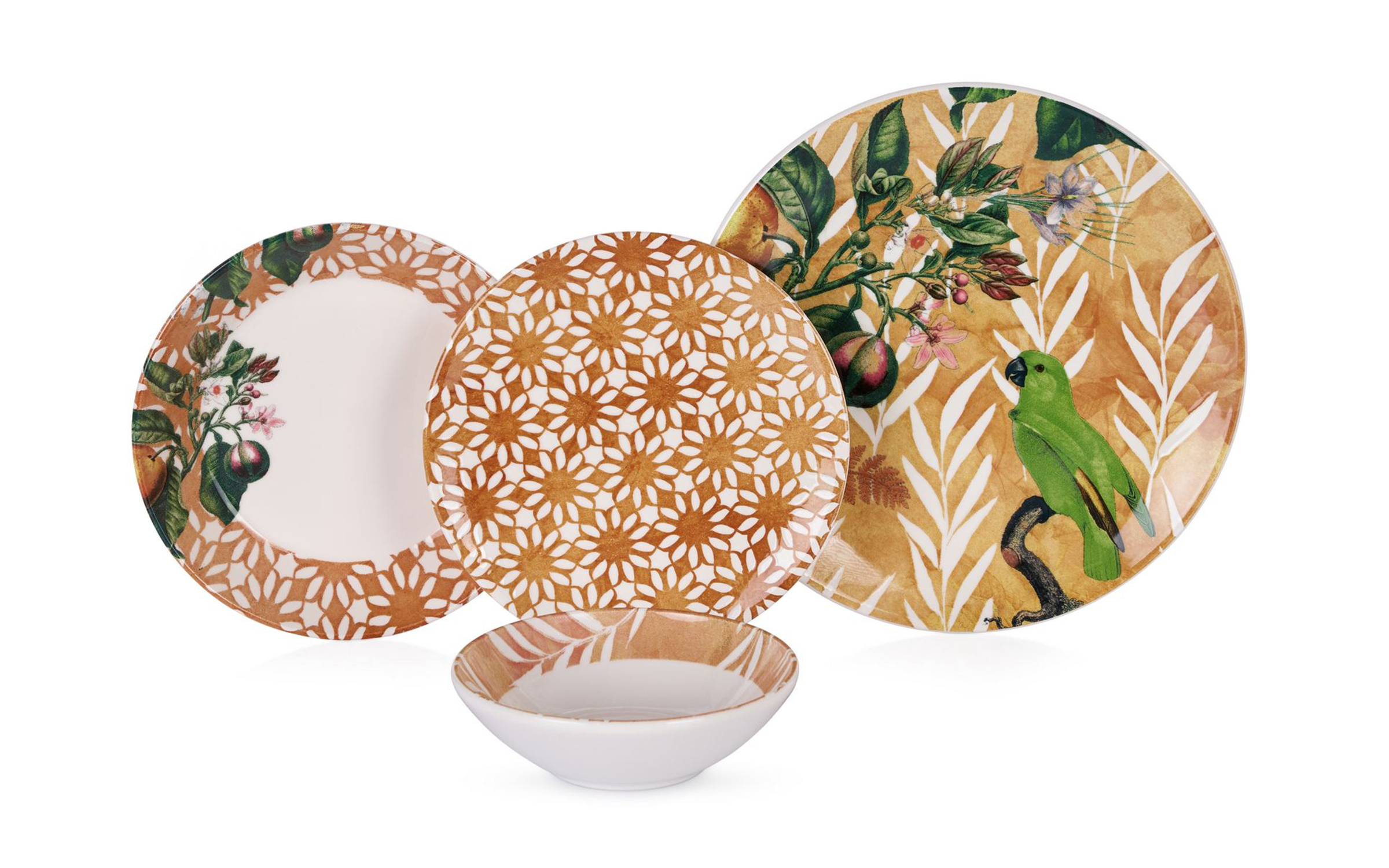 Dinner set 24 parts Birdy - Orange, multicolored  3