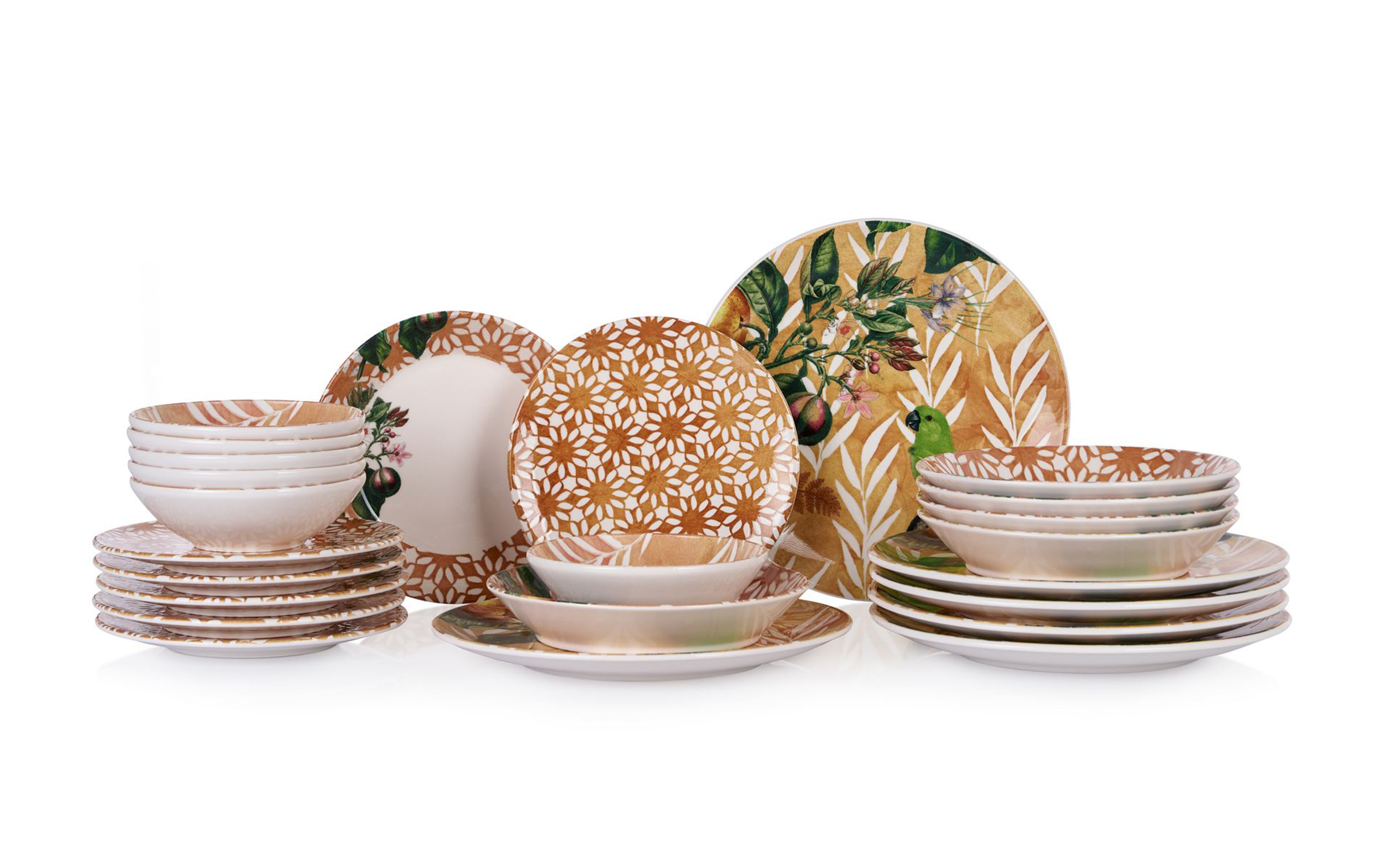 Dinner set 24 parts Birdy - Orange, multicolored  4