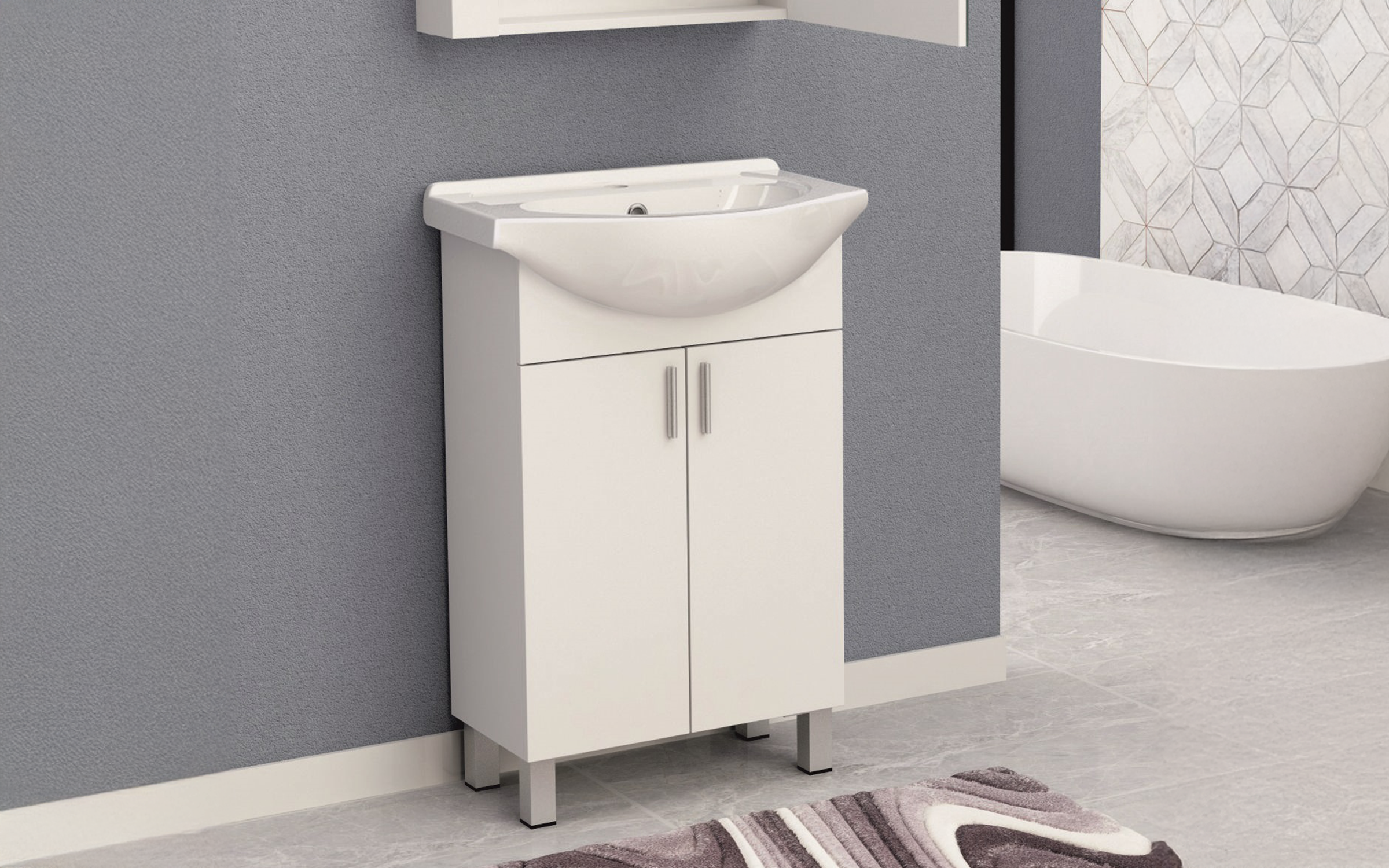 PVC bathroom cabinet with sink ICP5535 + 4255, white  2