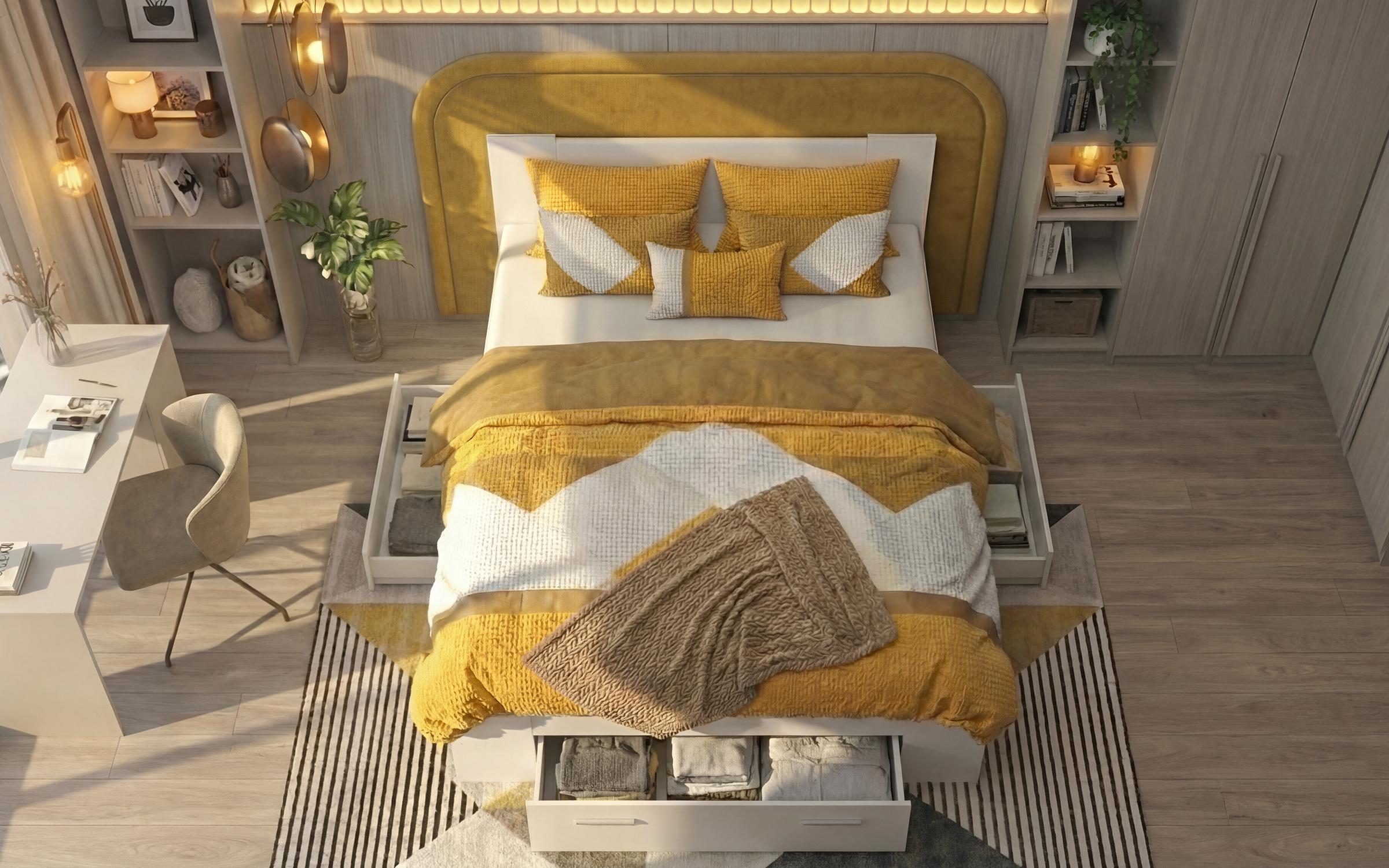 Double bed 140/200 Nemo + mattress, white  3