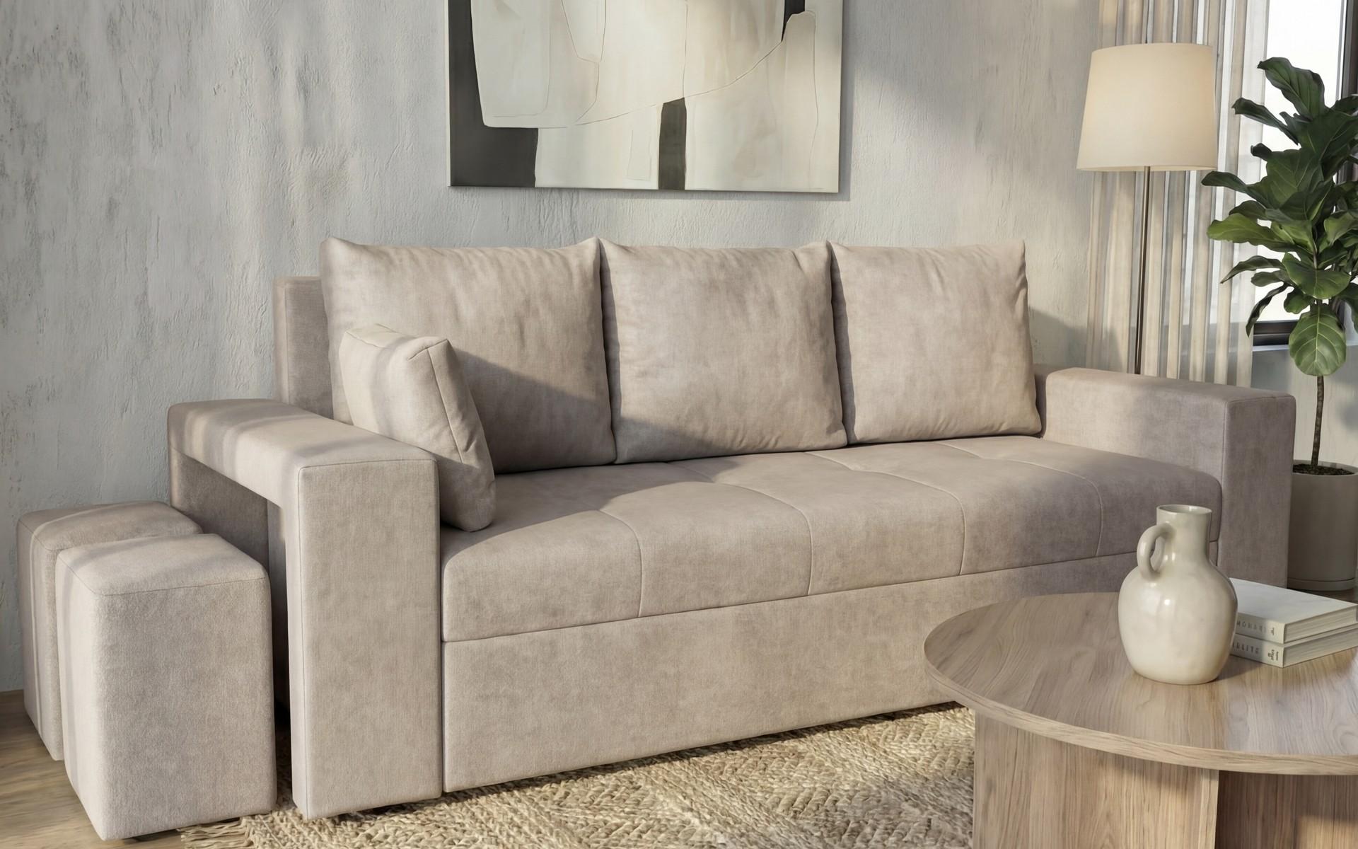 Extendable sofa + оttoman Maron, light beige  1