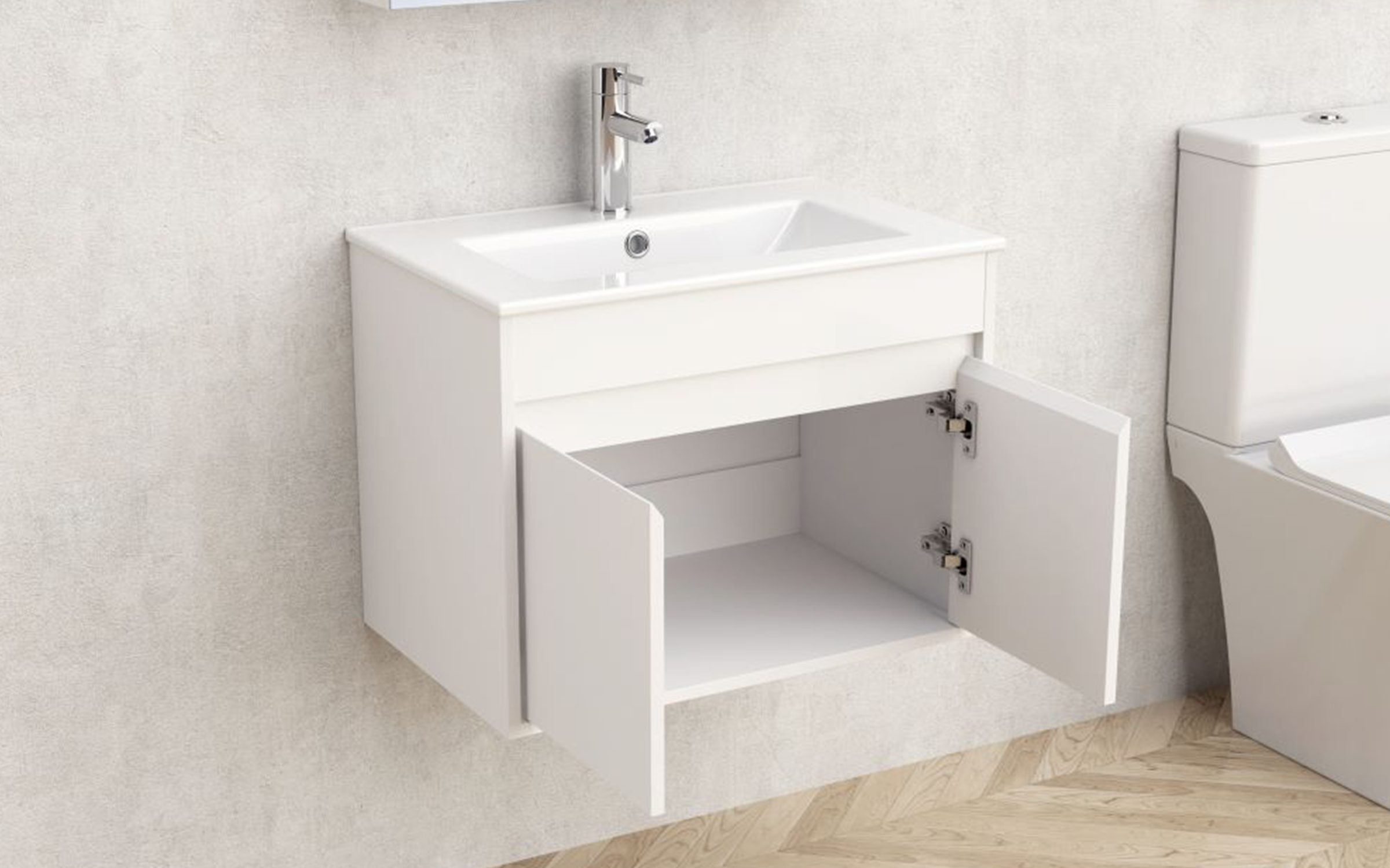 PVC bathroom cabinet with sink ICP6038-045, white  2