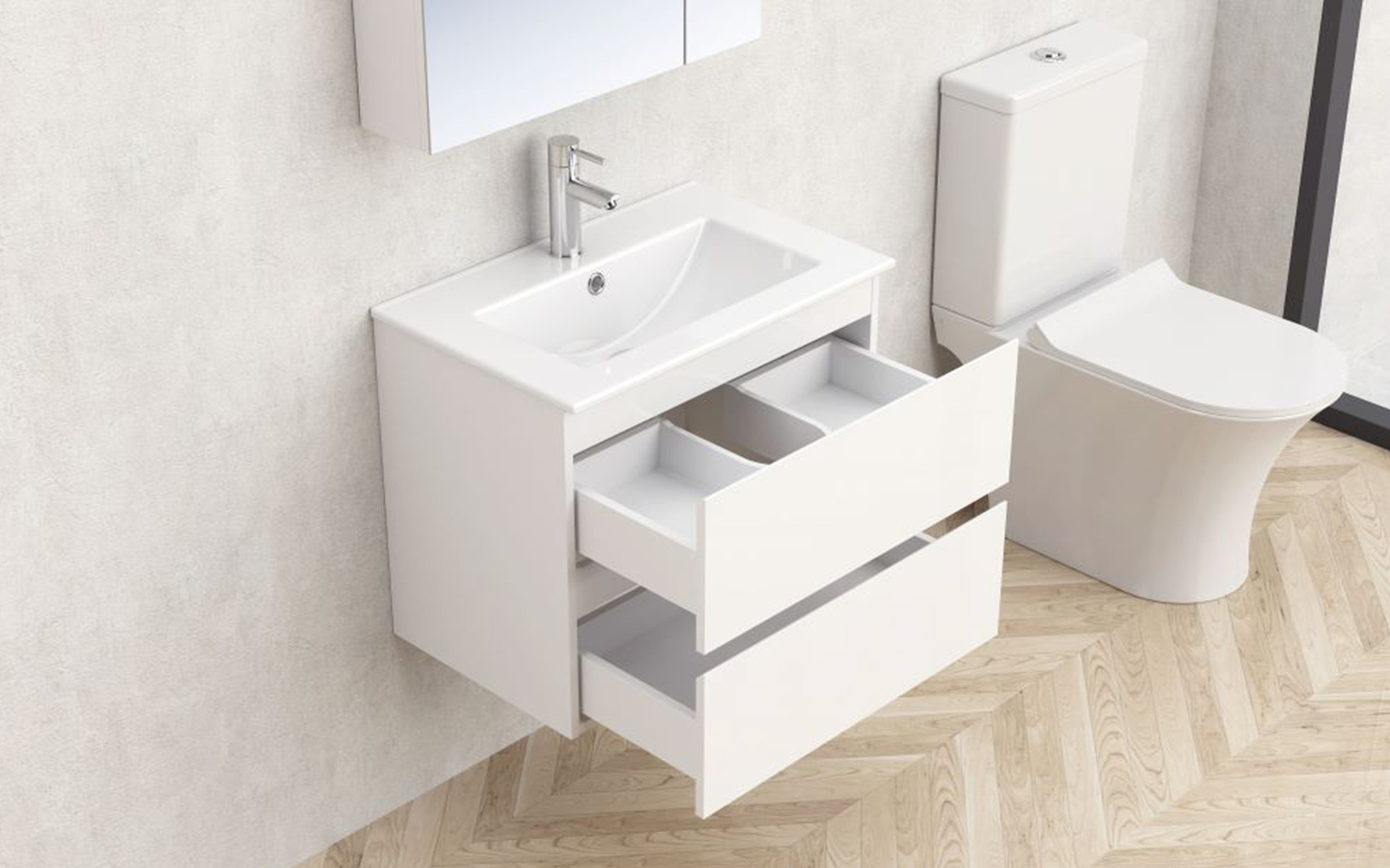 PVC шкаф за баня с мивка ICP6038-50, бял  2