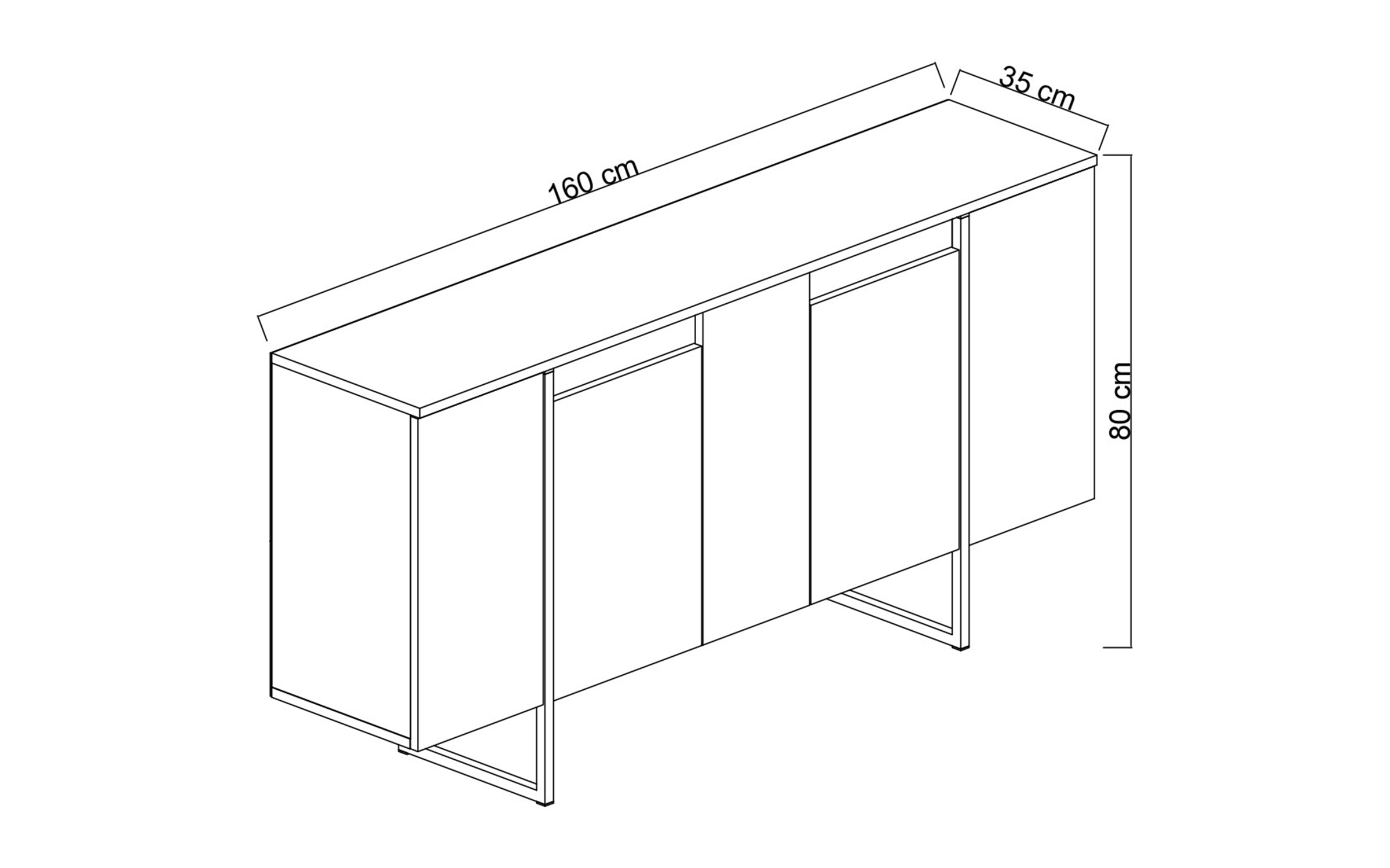 TV cabinet Larso M, white + golden  2