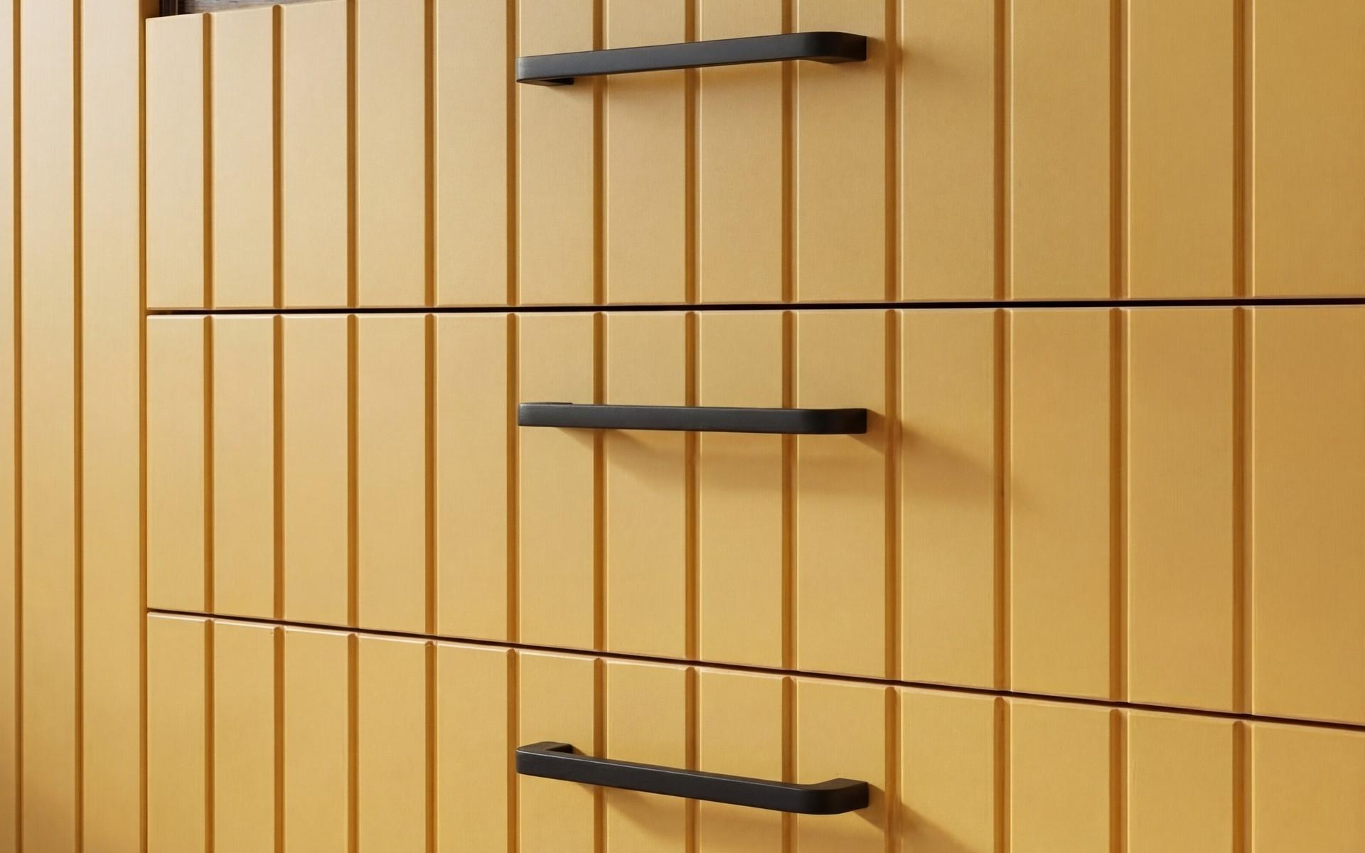 Dresser Barx, dark Scandinavian oak + yellow satin  4