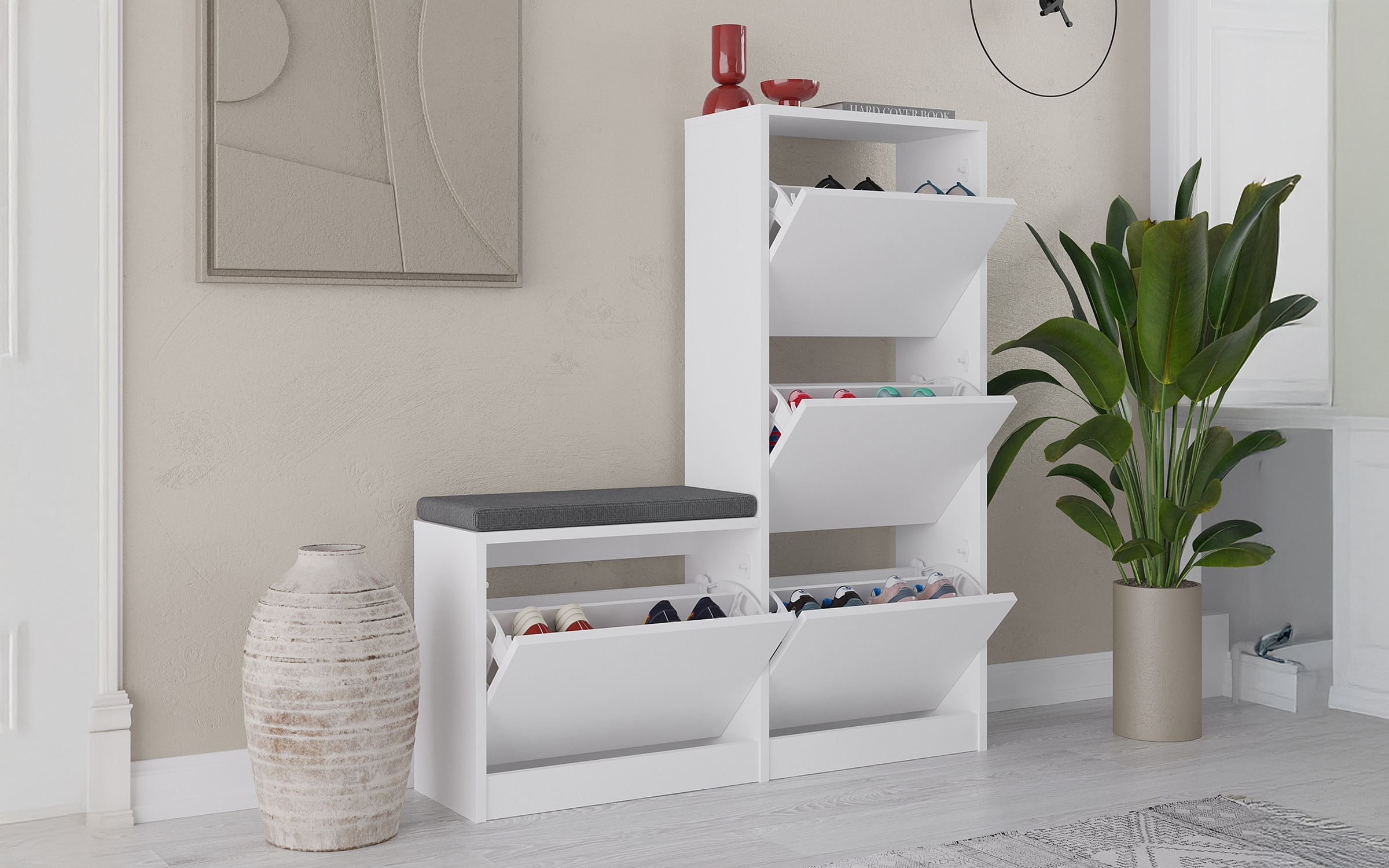 Shoe bench cabinet Desio, white  3