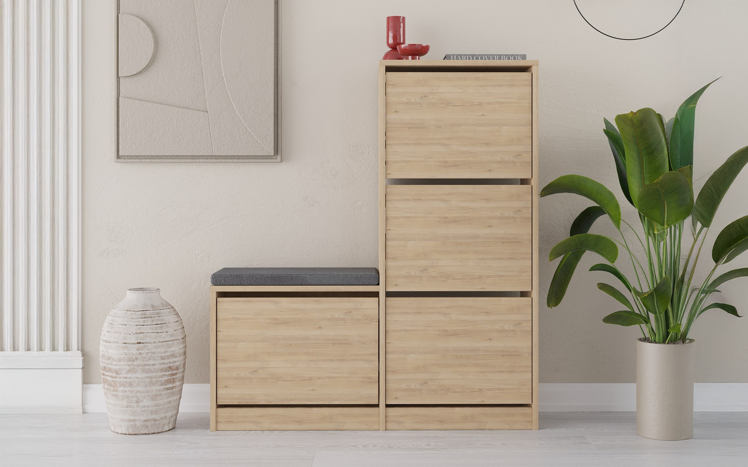 Shoe bench cabinet Desio, oak  2