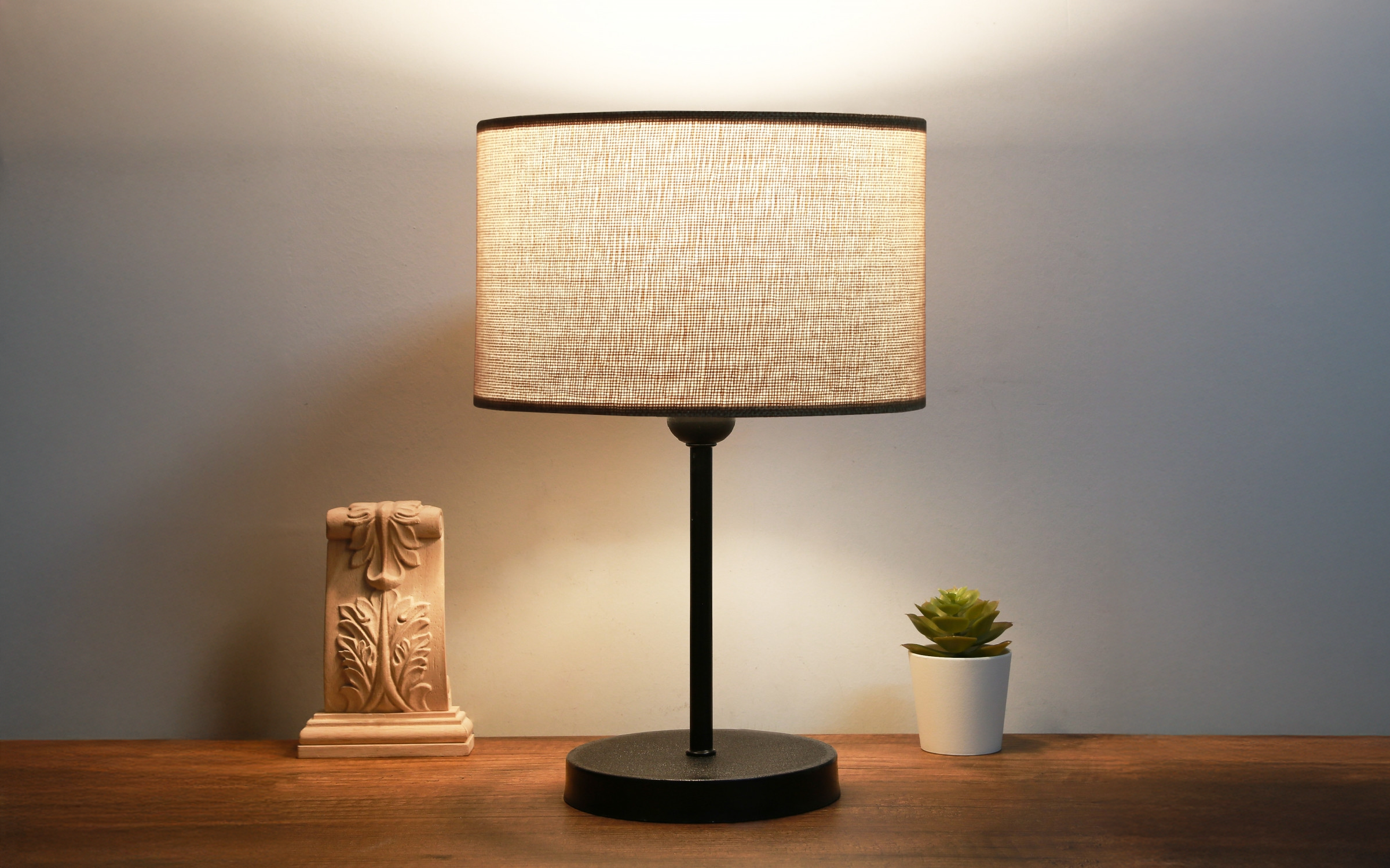 Table lamp Rattan, beige + black  2