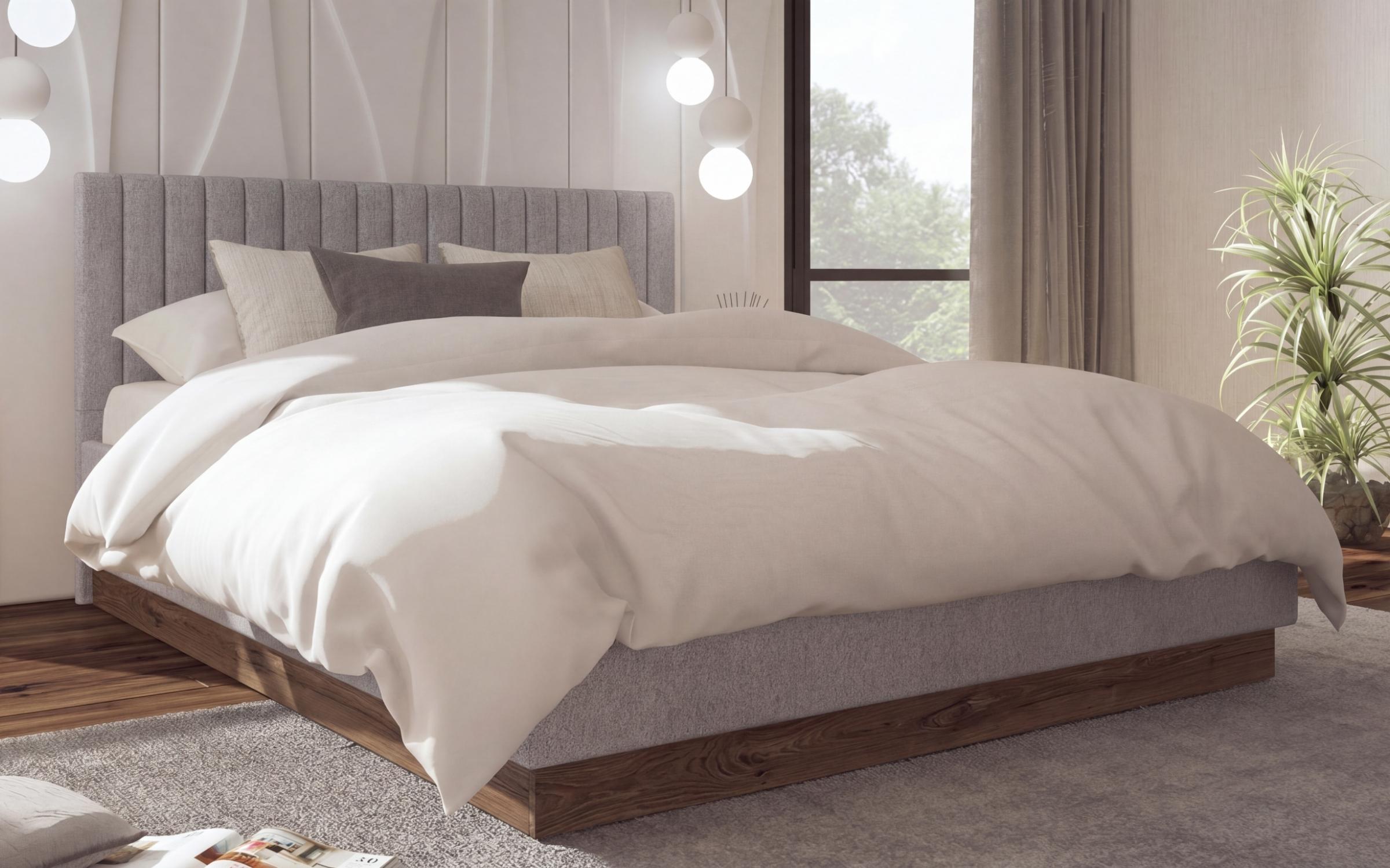 Bedroom furniture set for mattress 160/200 with built-in wireless phone charger Novela, dark Scandinavian oak + anthracite matt  6