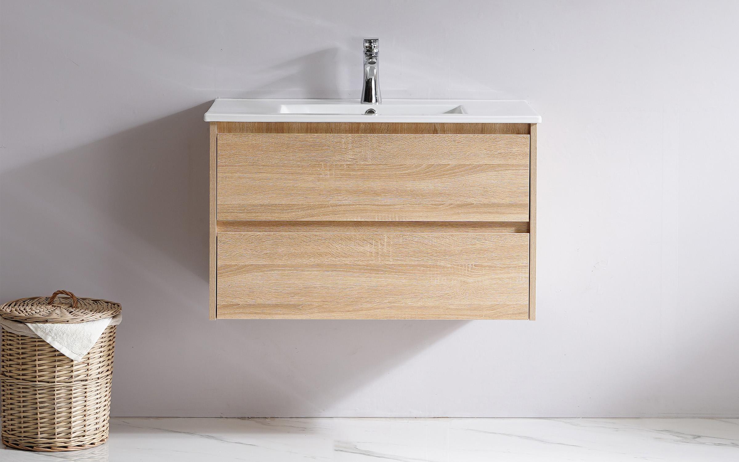 PVC bathroom base cabinet with sink Azura 2, natural  2