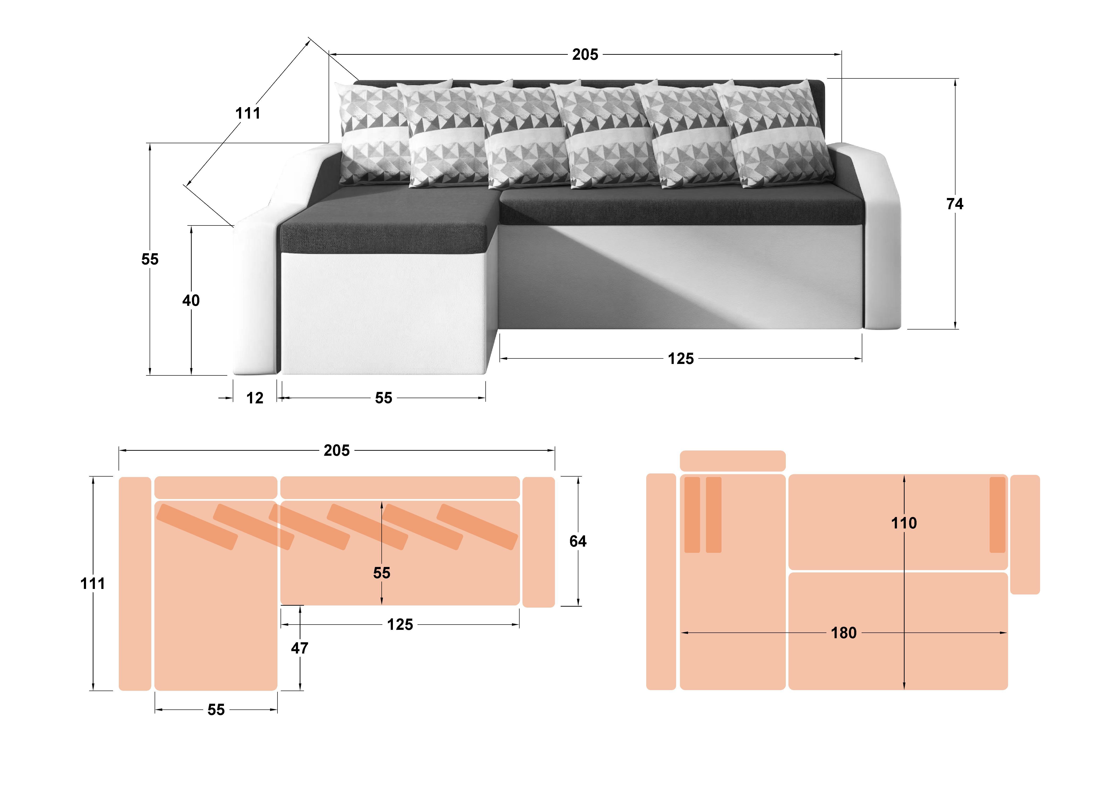 Sofa Addison S, beige + brown  2