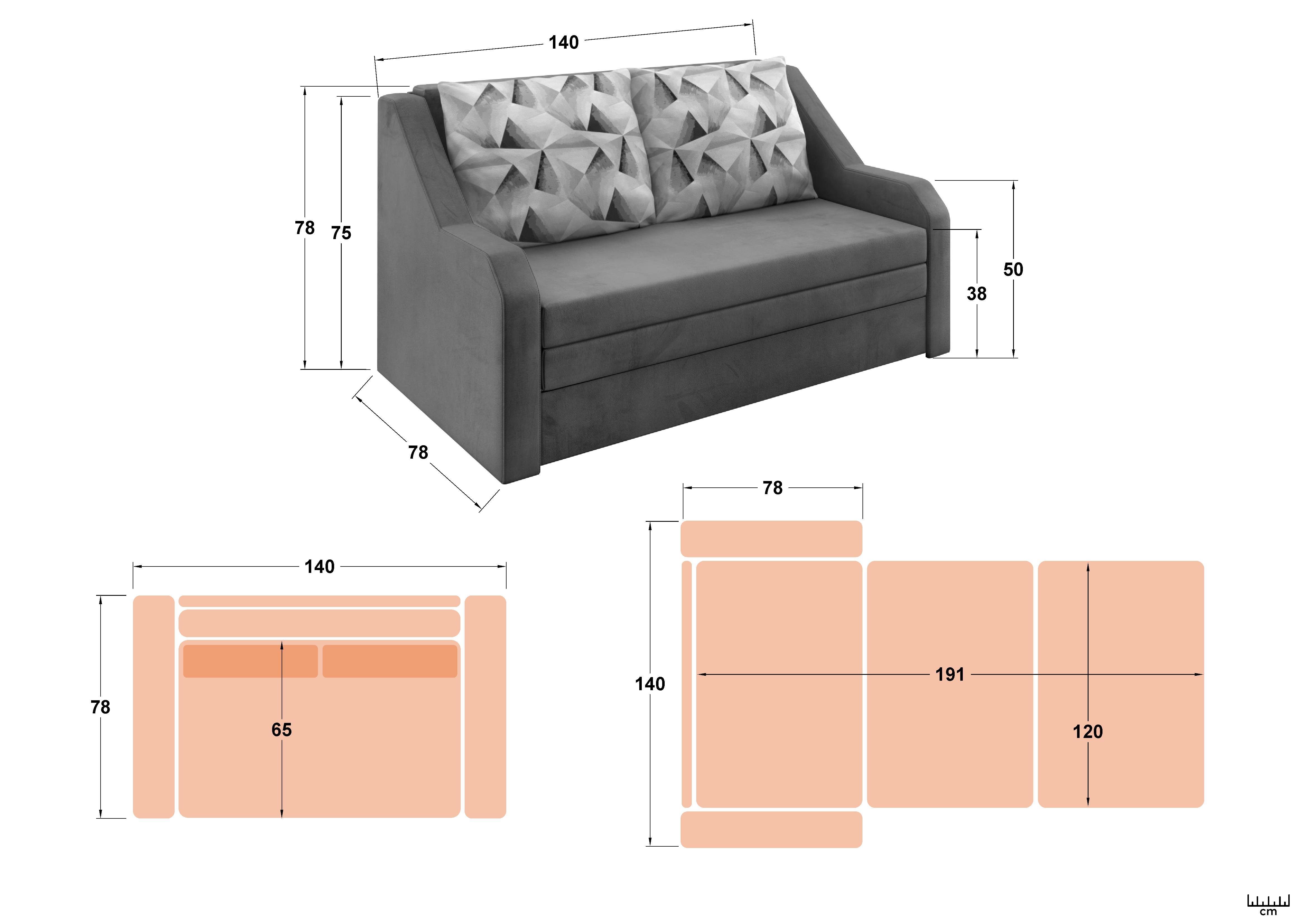 Extendable sofa Addison XXS, brown  2
