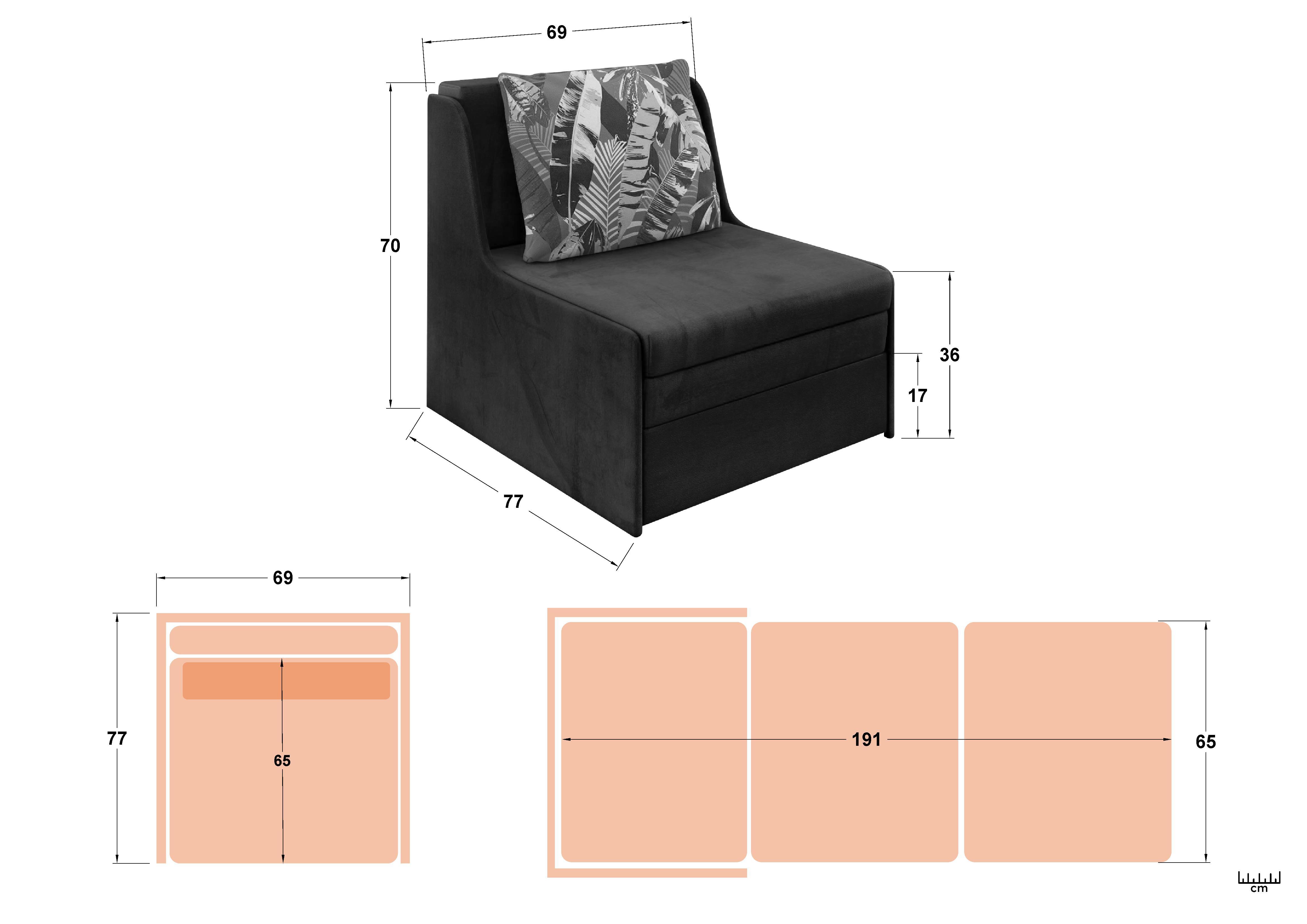 Extendable armchair Addison XXXS, light beige + light brown  2