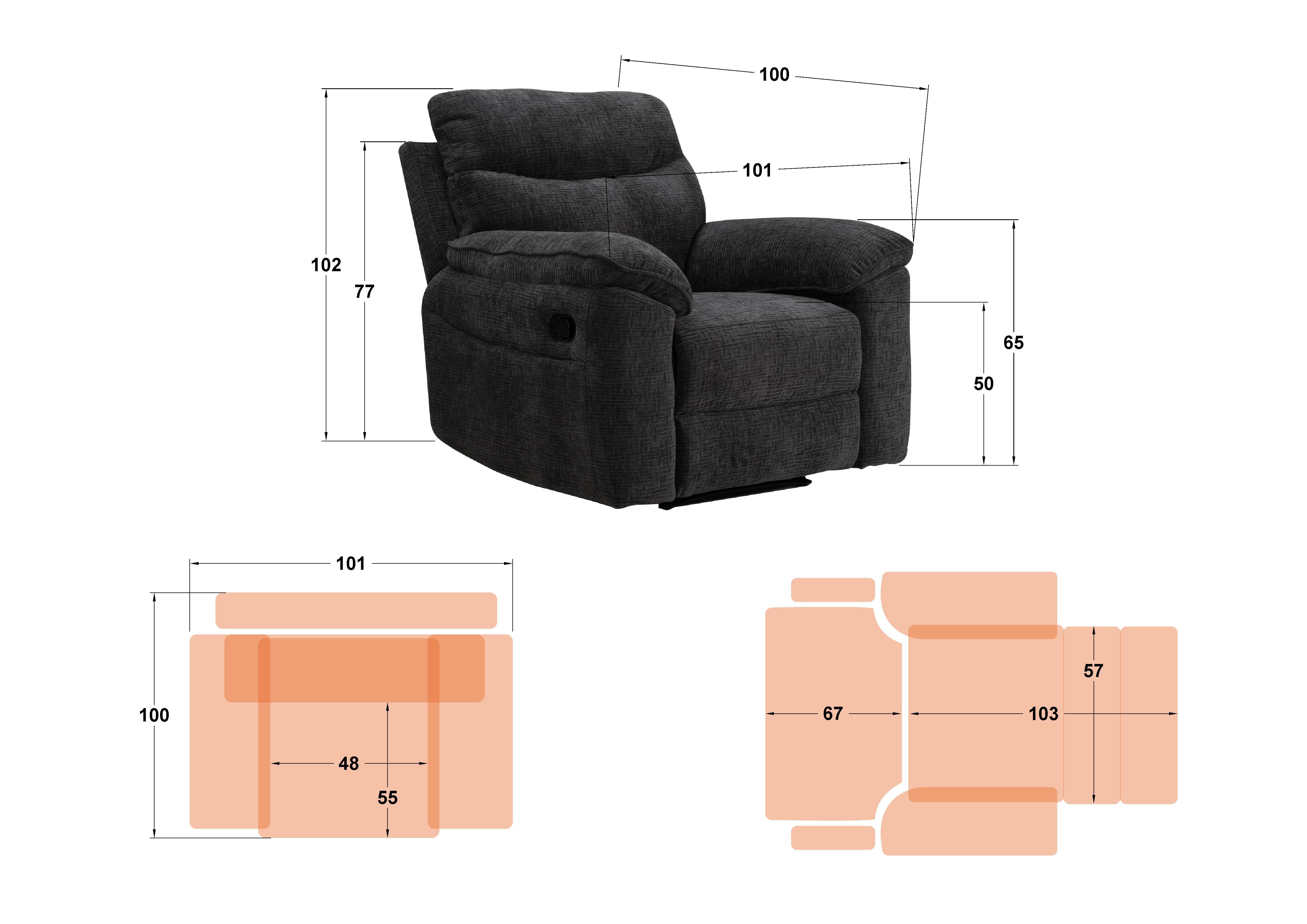 Armchair recliner /with manual mechanism/ Adesto, dark grey  2