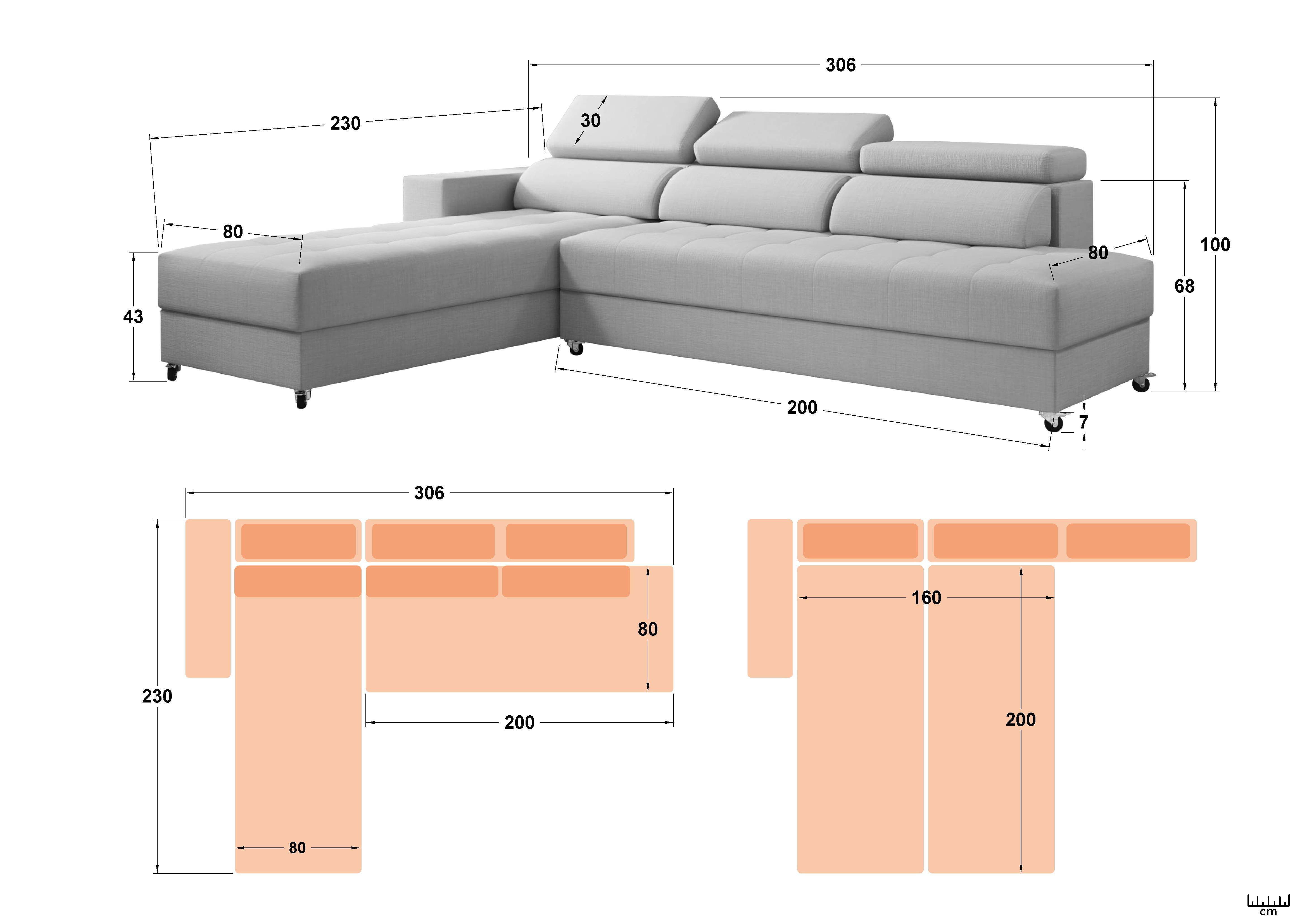 Extendable corner sofa Adoro, ecru  2