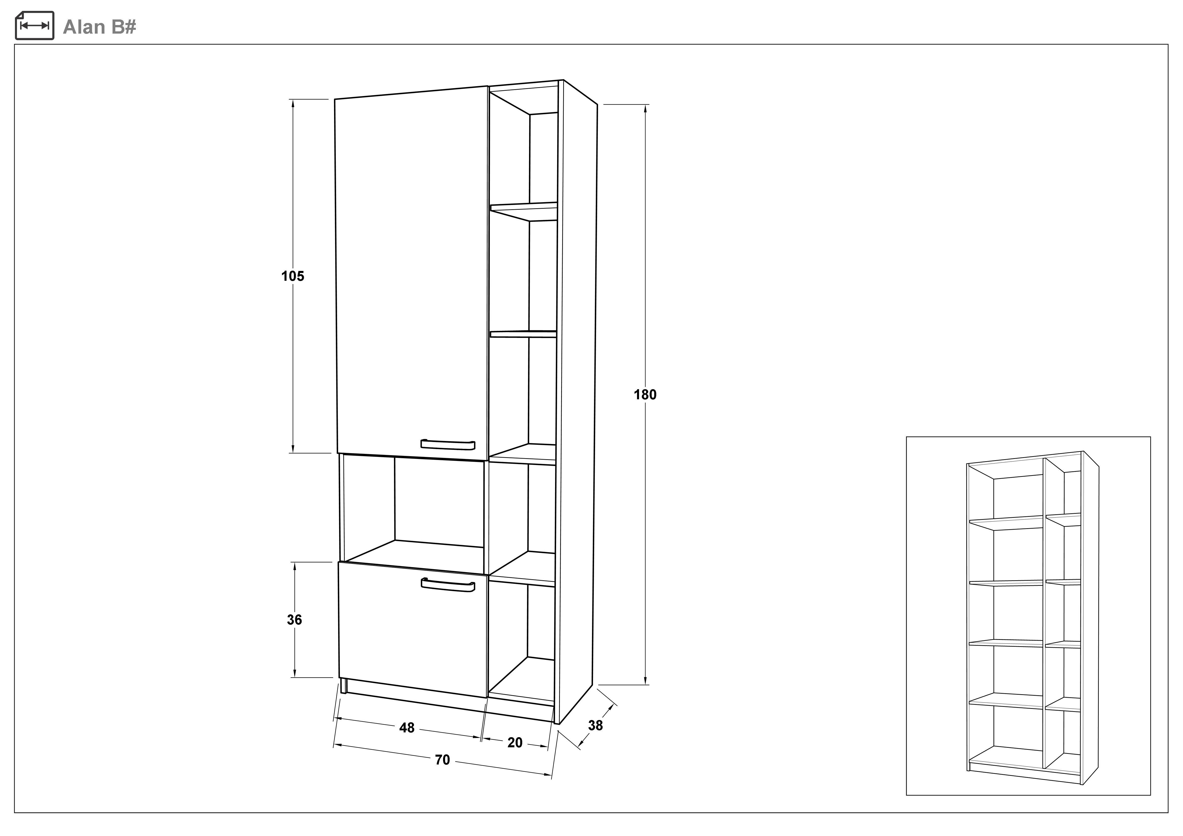 Shelf unit Alan, Wenge + Sonoma oak  2