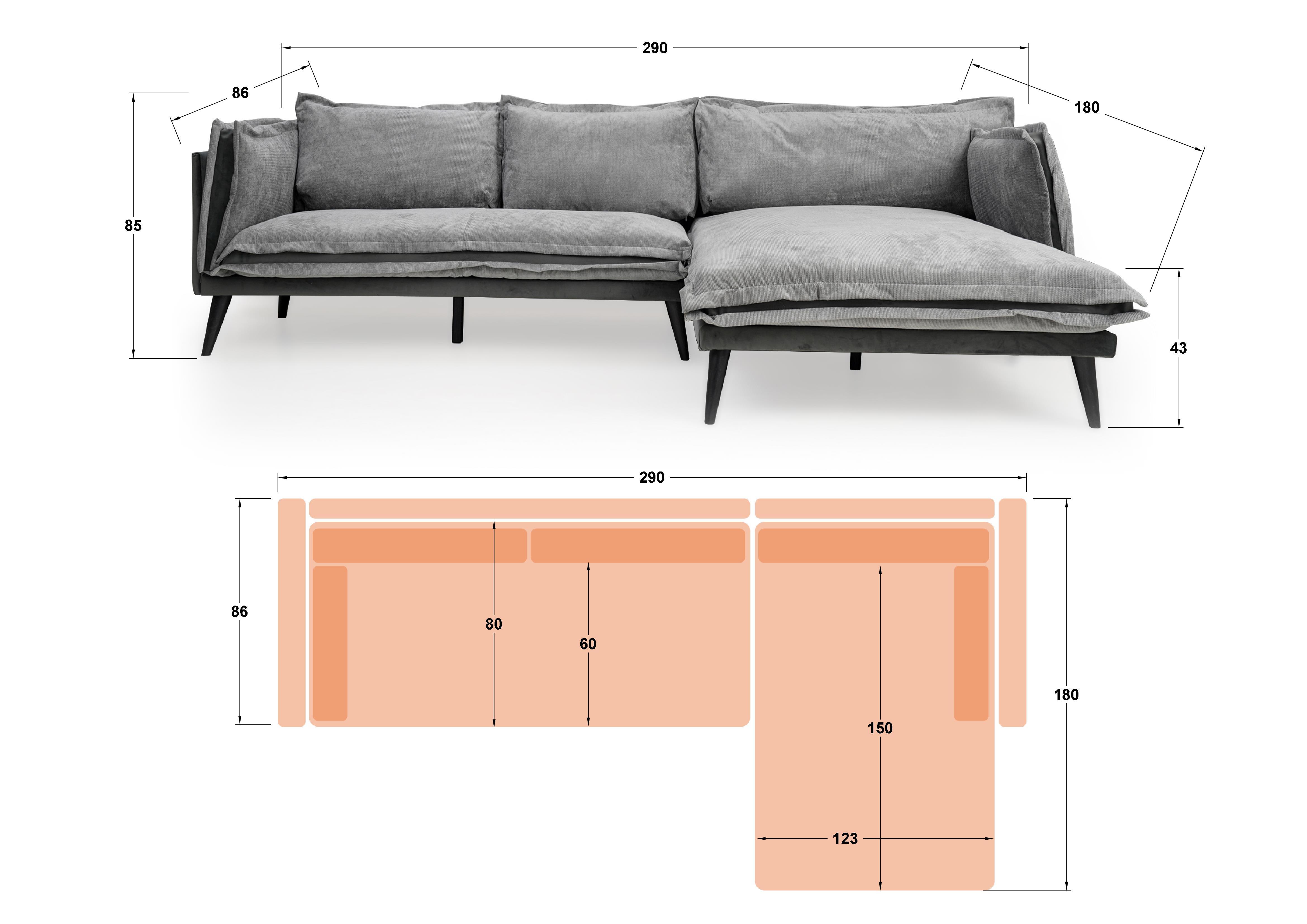 Corner sofa Alberto Extra, light grey  2