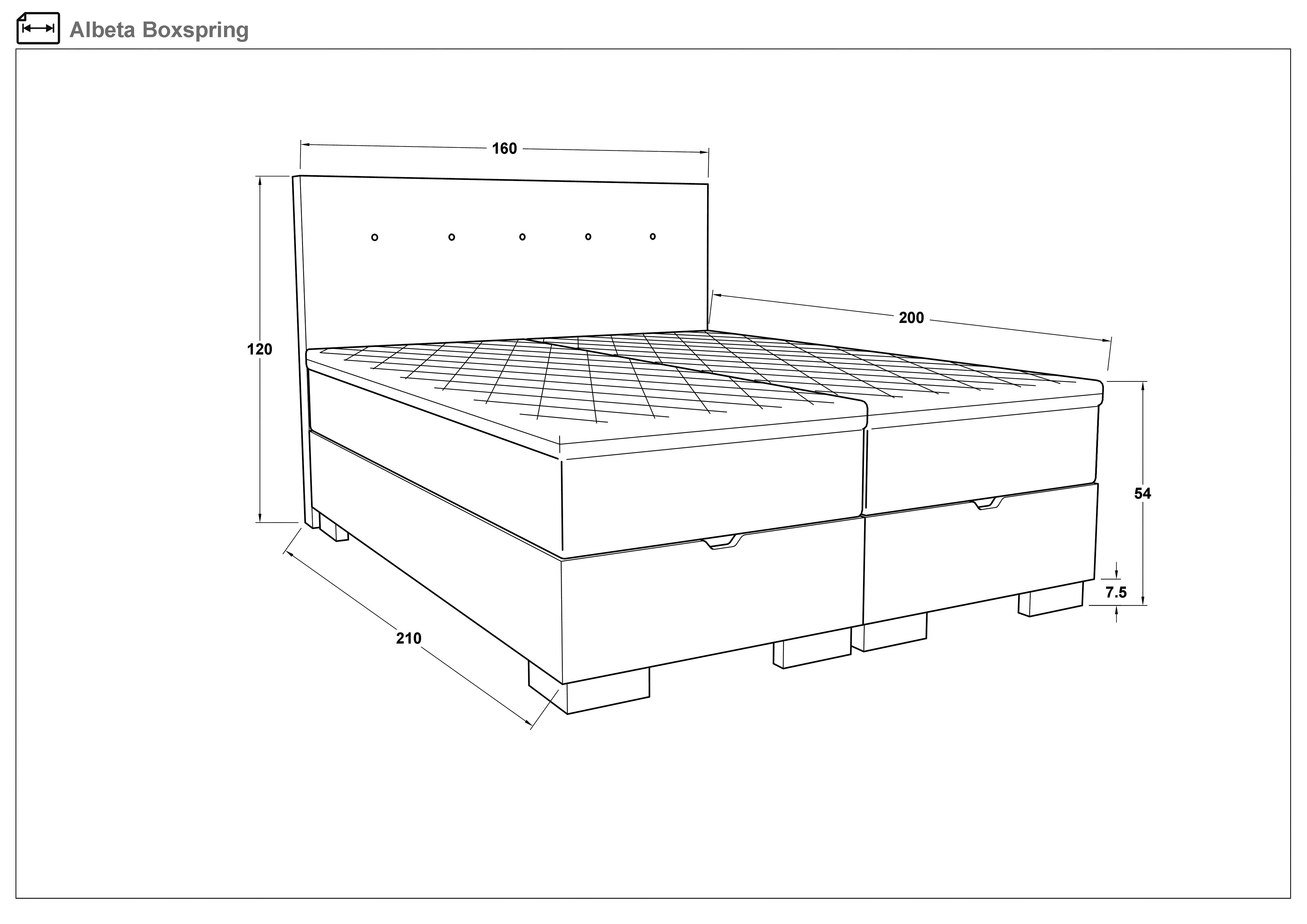Double bed Box Spring 160/200 Albeta, dark beige  2