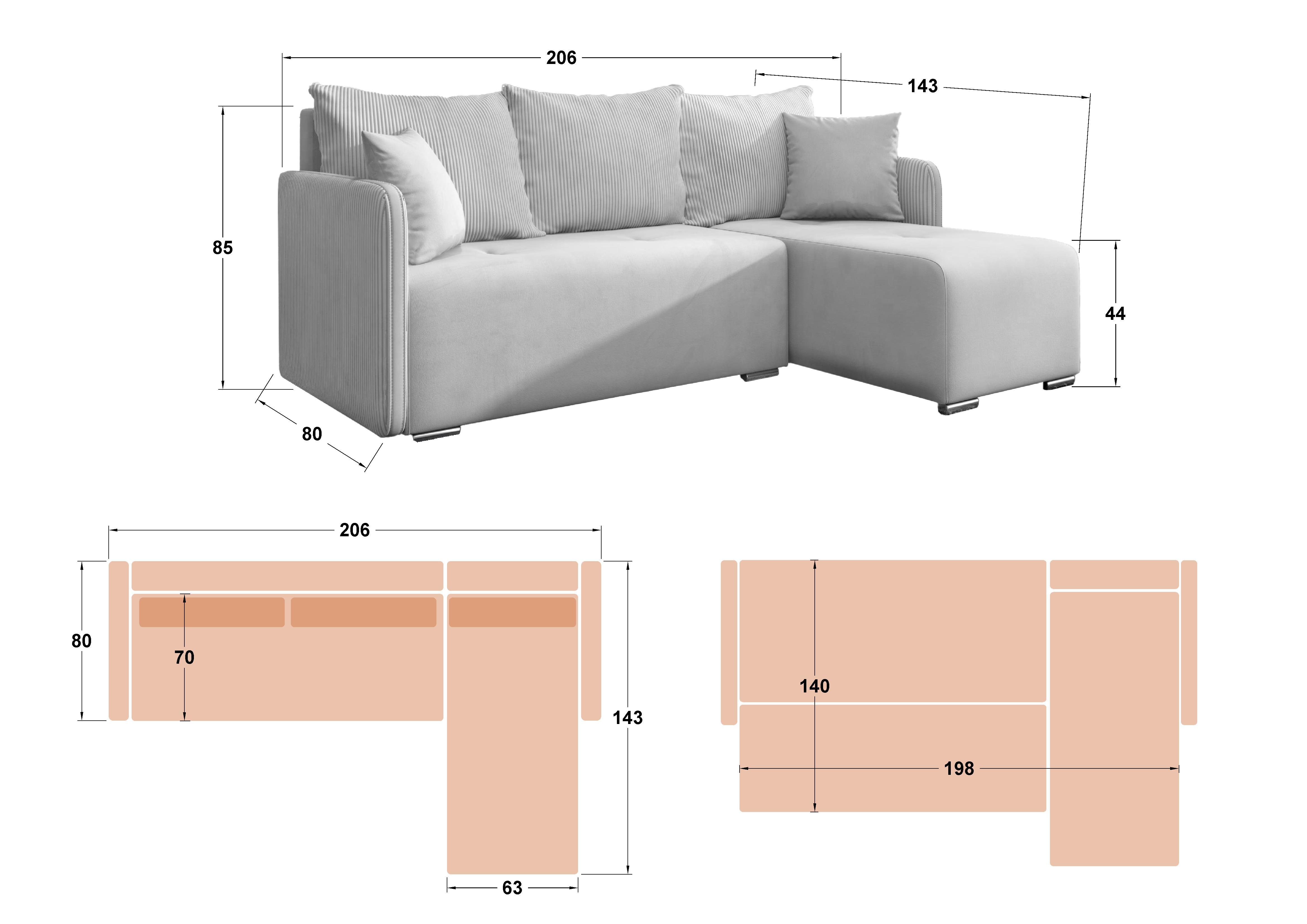 Extendable corner sofa Alexa, light beige  2
