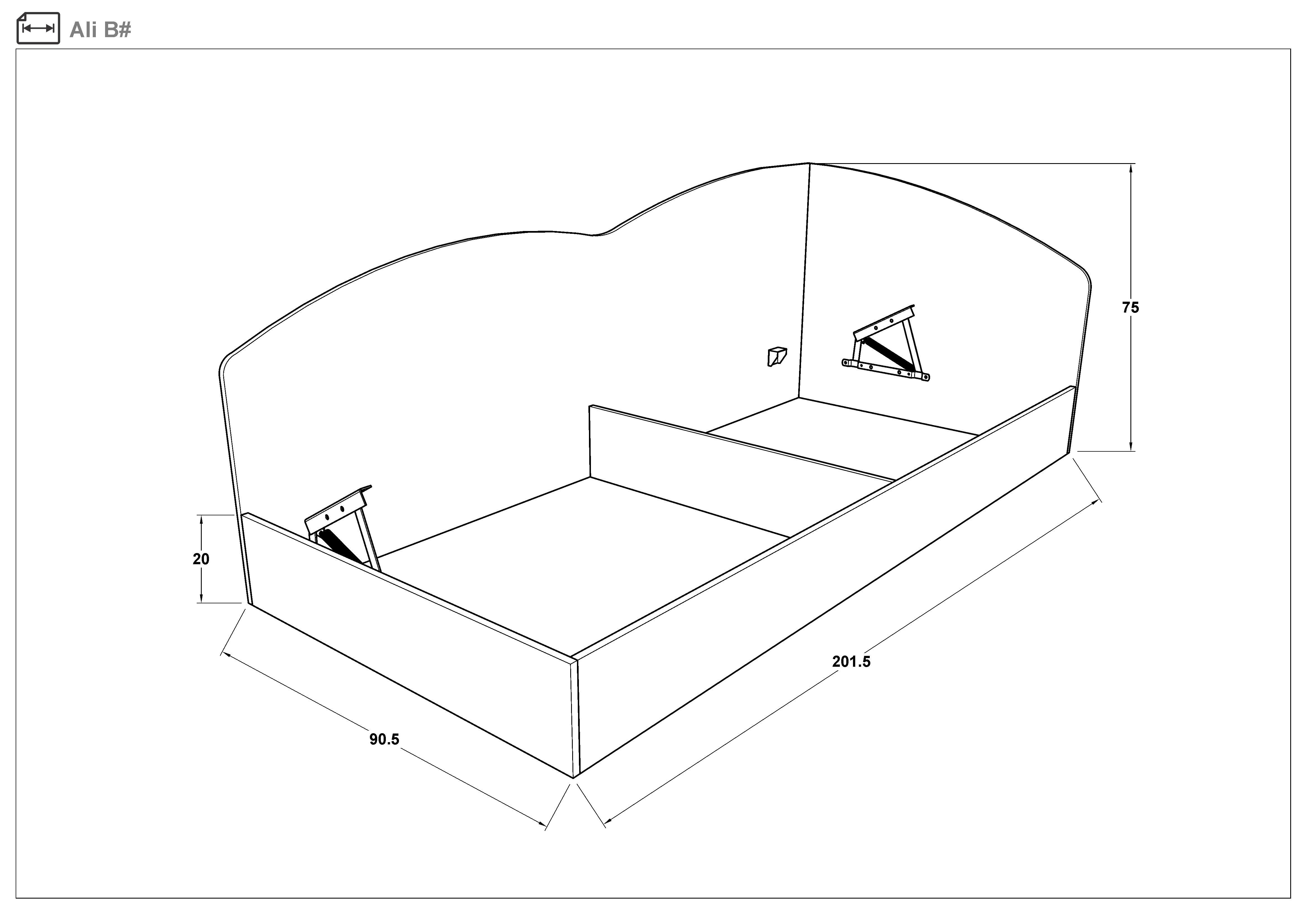 Children's bed for mattress 90/200 Ali, white gloss  2