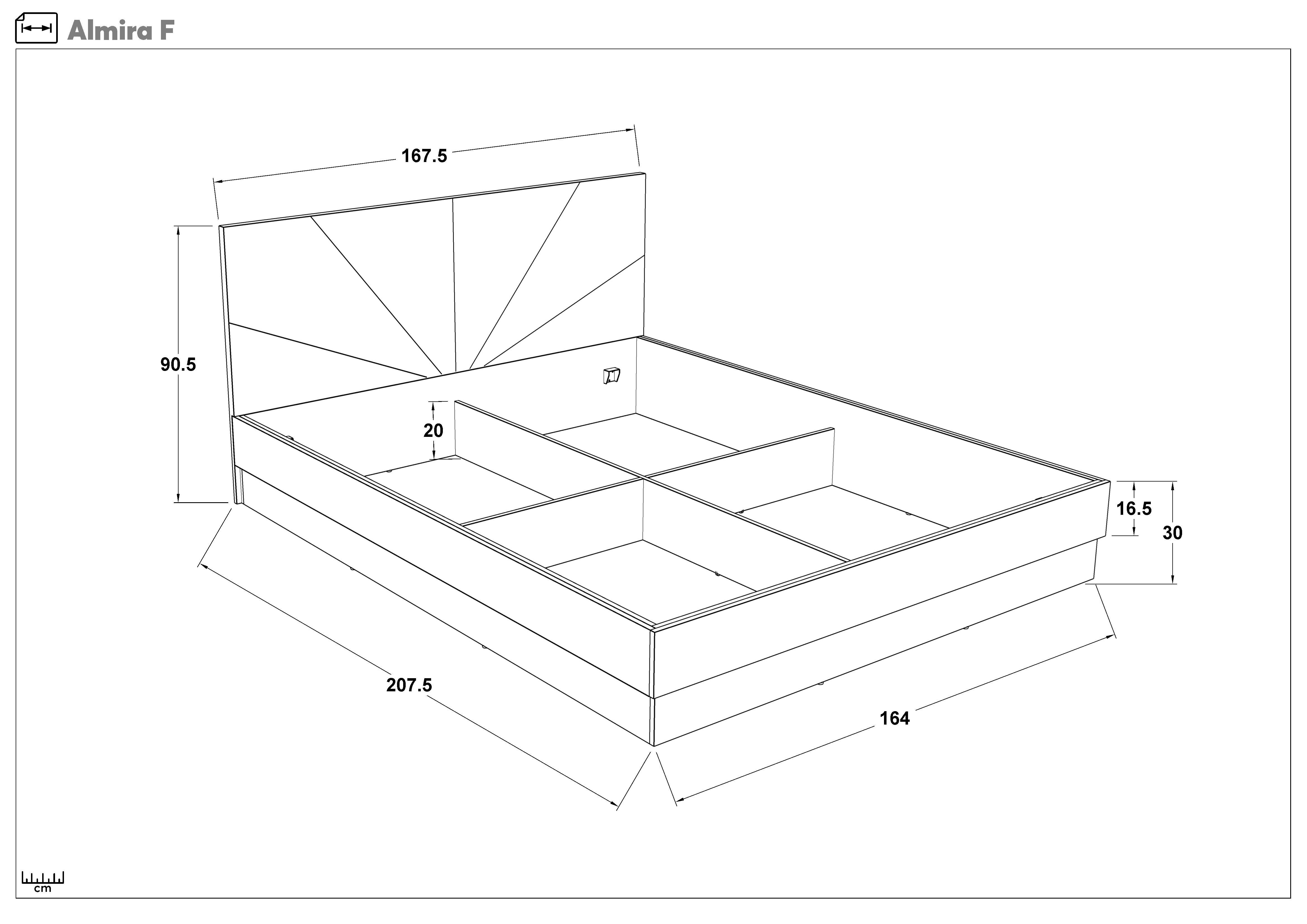 Bedroom furniture set for mattress 160/200 Almira, anthracite matt + Magma  3